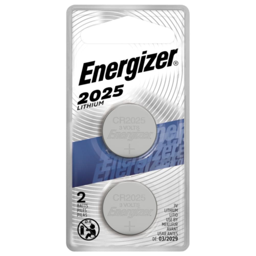 Energizer CR2025 Battery, Baterías de celda de moneda de litio de 3V 2025  (2 recuento de baterías) - El embalaje puede variar