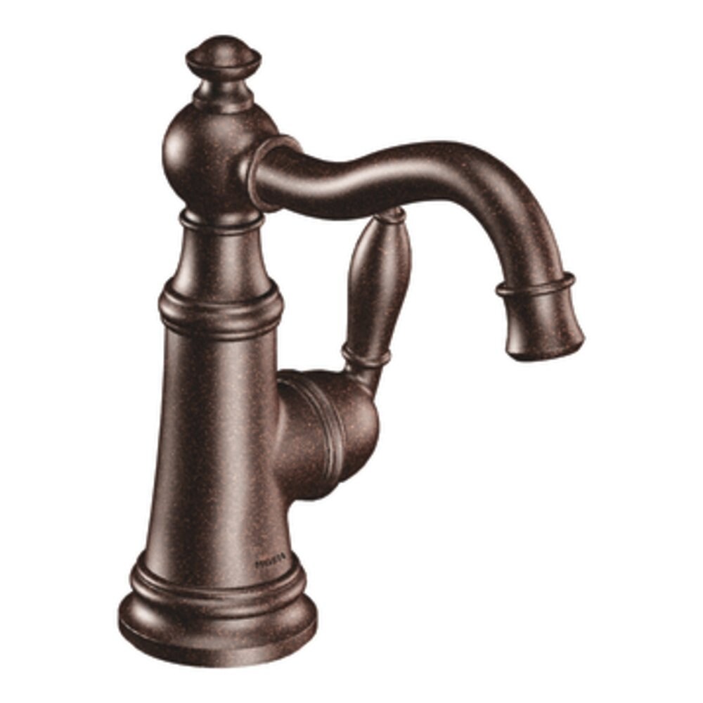 Moen S42107ORB Weymouth Oil-rubbed bronze Single hole 1-handle WaterSense Low-arc Commercial/Residential Handle Bathroom Sink Faucet with Drain