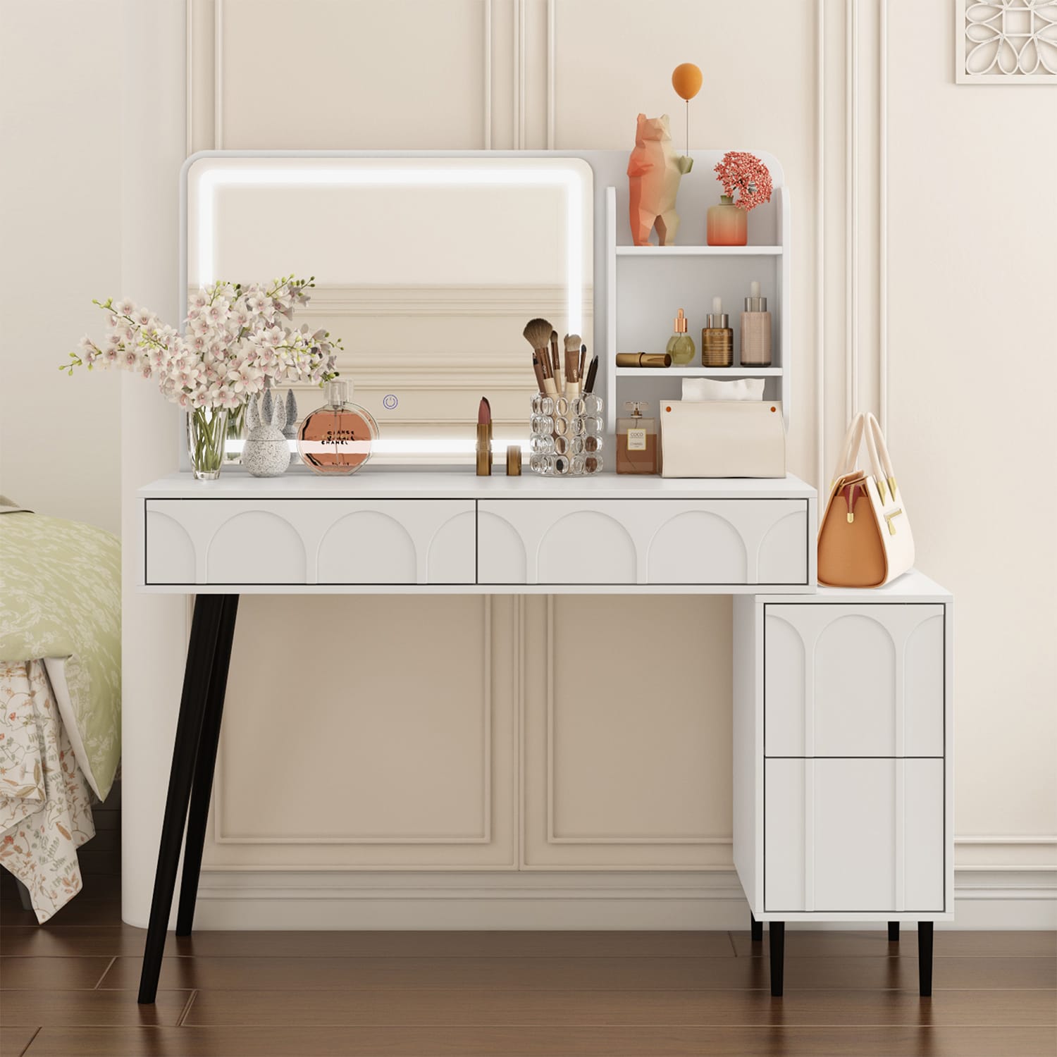FUFU&GAGA KF210273-01 39.1-in White Makeup Vanity