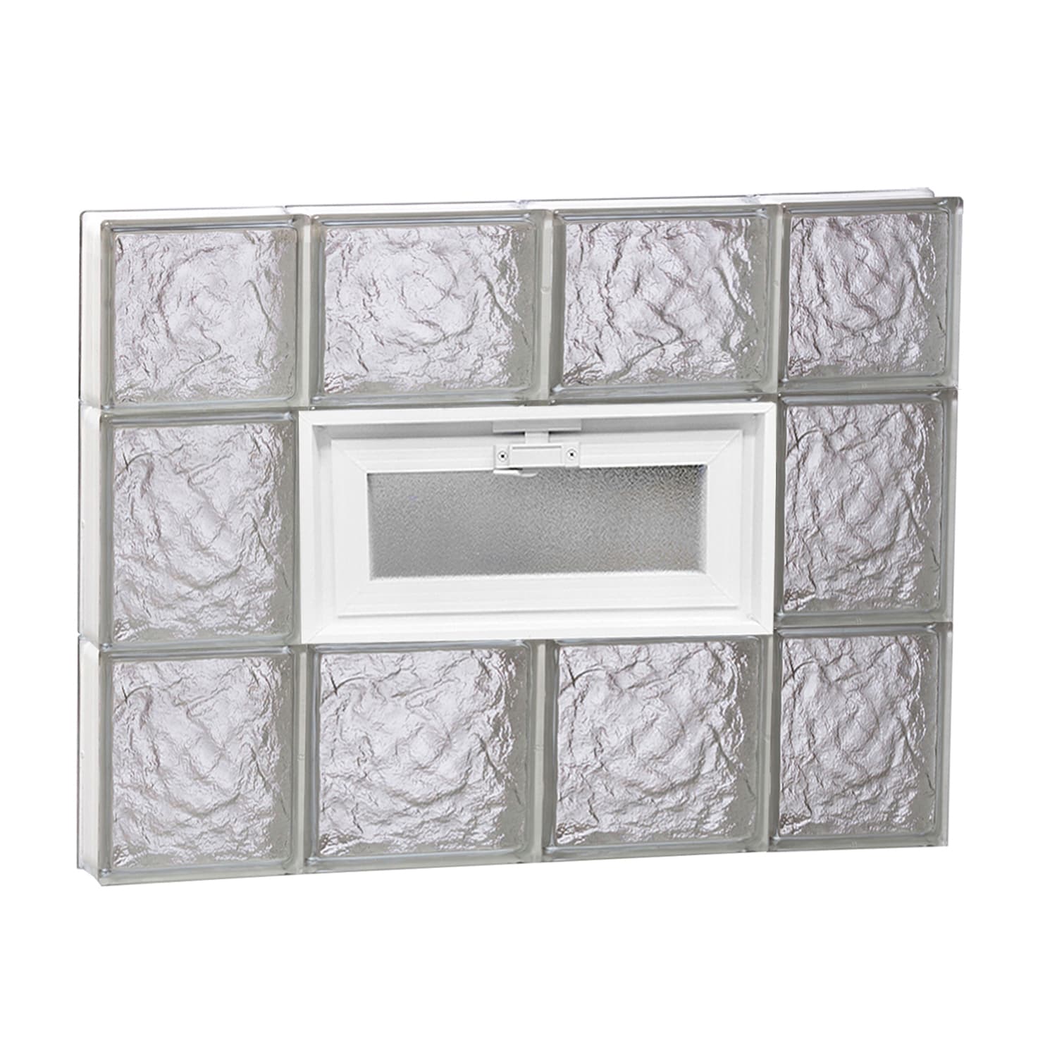 REDI2SET V2822IS Ice Glass 27-in x 21-1/4-in Frameless Replacement Vented Glass Block Window