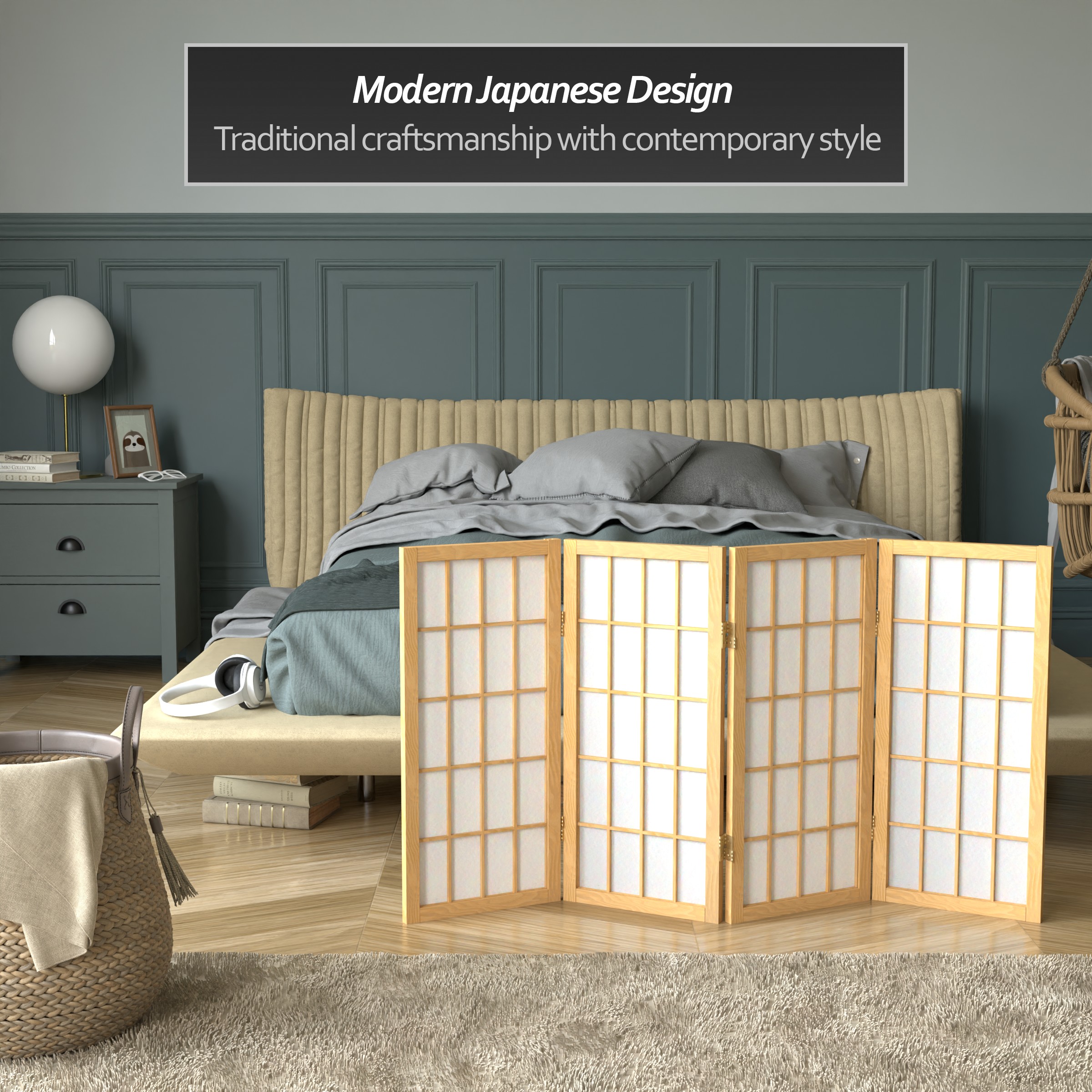 Oriental Furniture WP24-NAT-4P Indoor-Privacy-Screens - View #7