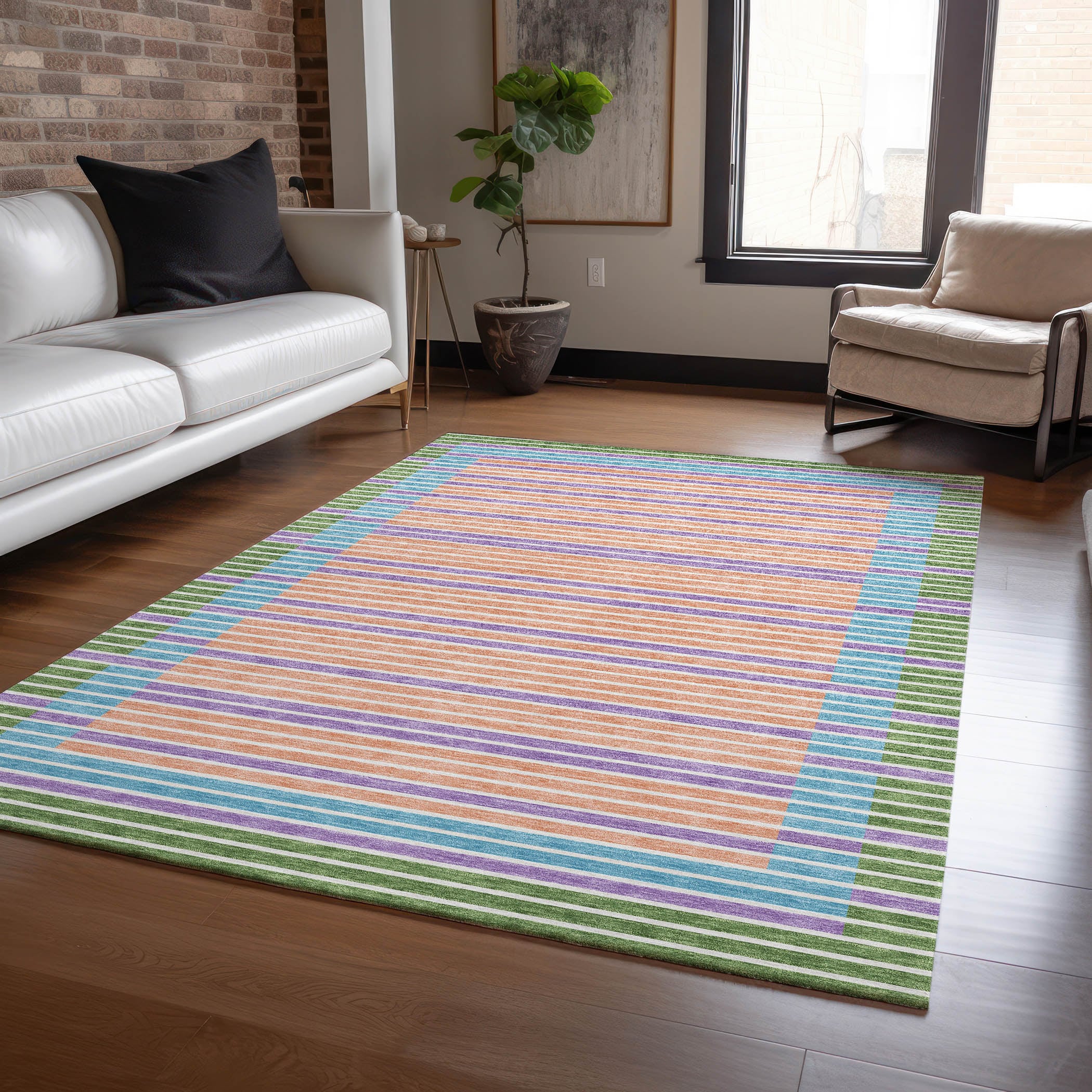 Addison Rugs ACN1403LM10X14 Chantille ACN1403LM 10 x 14 (ft) Polyester Lime Rectangular Indoor/Outdoor Geometric Machine washable Area rug
