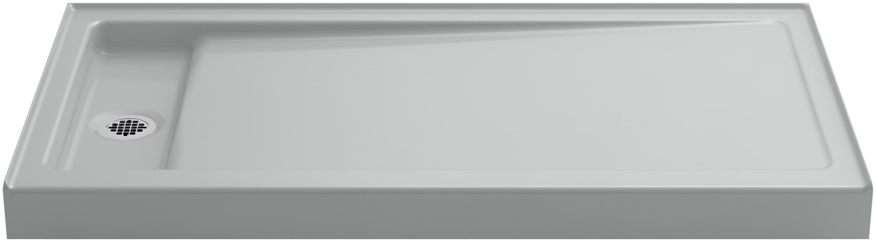 KOHLER 9163-95 Bellwether 32-in W x 60-in L with Left Drain Shower Base (Ice Grey)