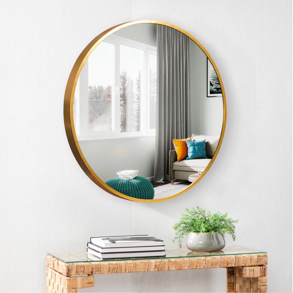 NeuType 39-in W x 39-in H Round Gold Framed Wall Mirror in the Mirrors ...