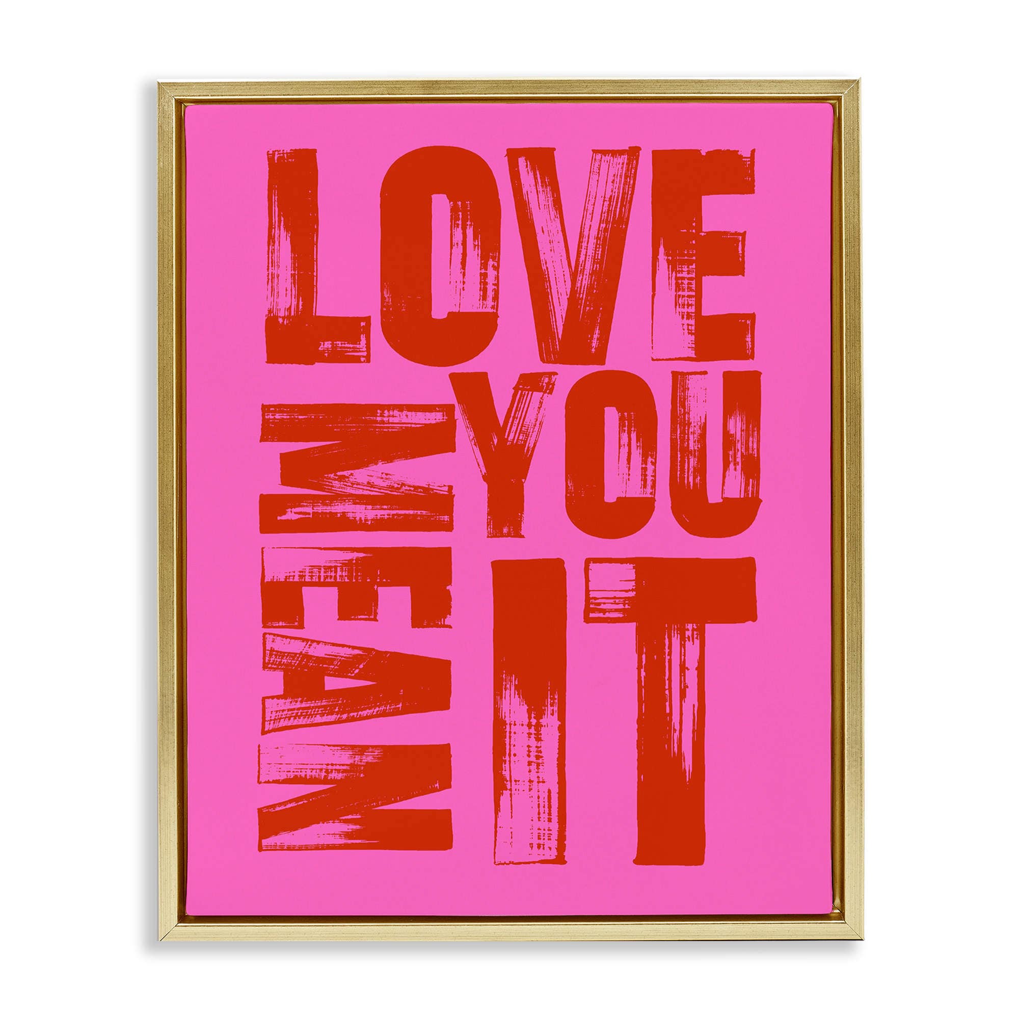 Stupell Industries BS-945-FFG-24X30 Bold Love You Mean It Gold Framed Floater Canvas Wall Art By House of Lulu 25 x 31