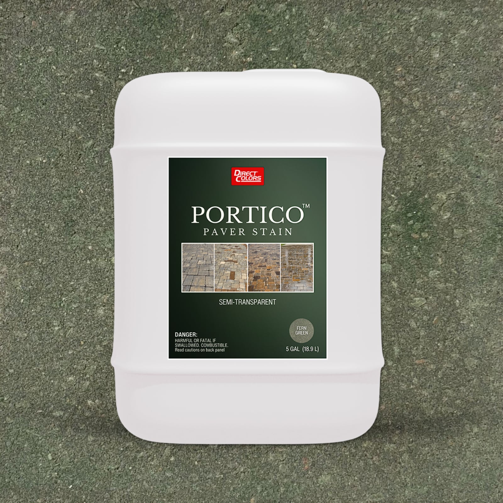 Direct Colors DC-POR-712-5GAL Portico Concrete Paver Stain Fern Green Solvent-based Ready-to-use Concrete stain ( 5-gallon )