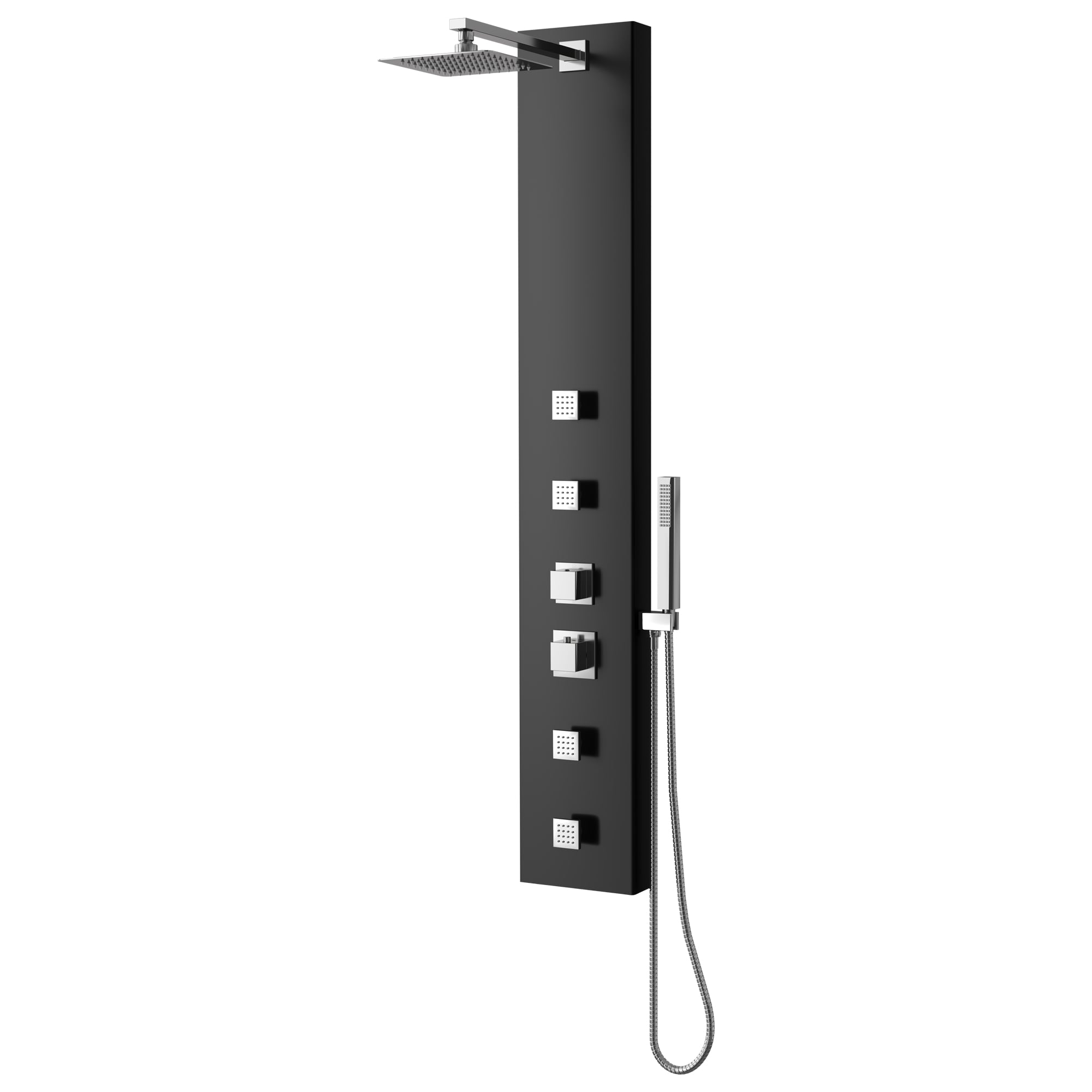 ANZZI SP-AZ012MB Monsoon 57 in. 4-Jetted Full Body Shower Panel System with Heavy Rain Shower and Spray Wand in Matte Black