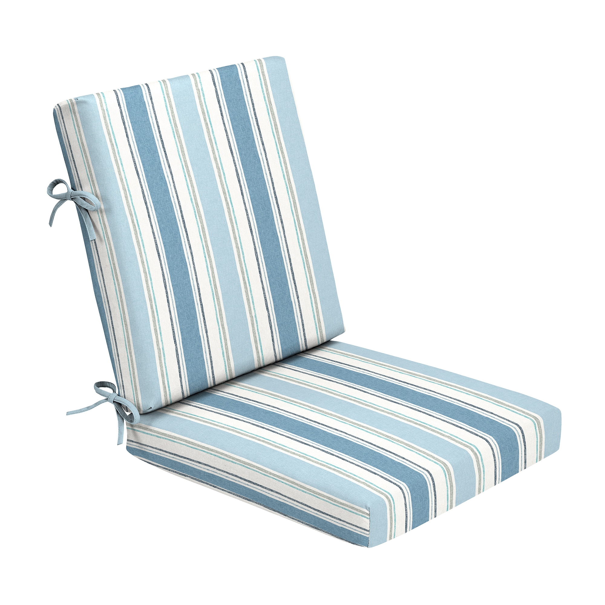 ARDEN ZR0RF81A-DKZ1 20-in x 20-in French Blue Linen Stripe Patio chair cushion