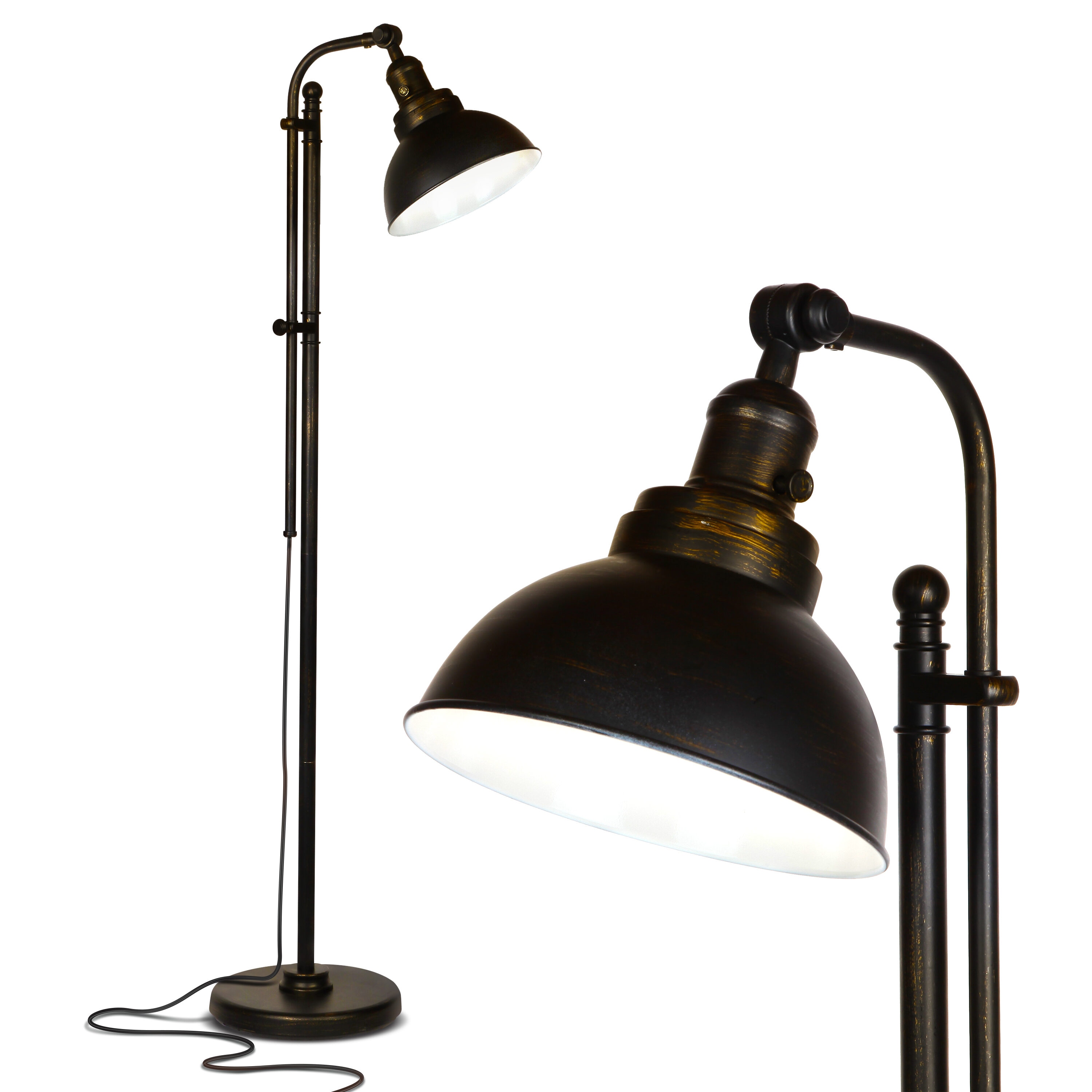 Bronze Adjustable Industrial LED Floor Lamp with Alexa Compatibility