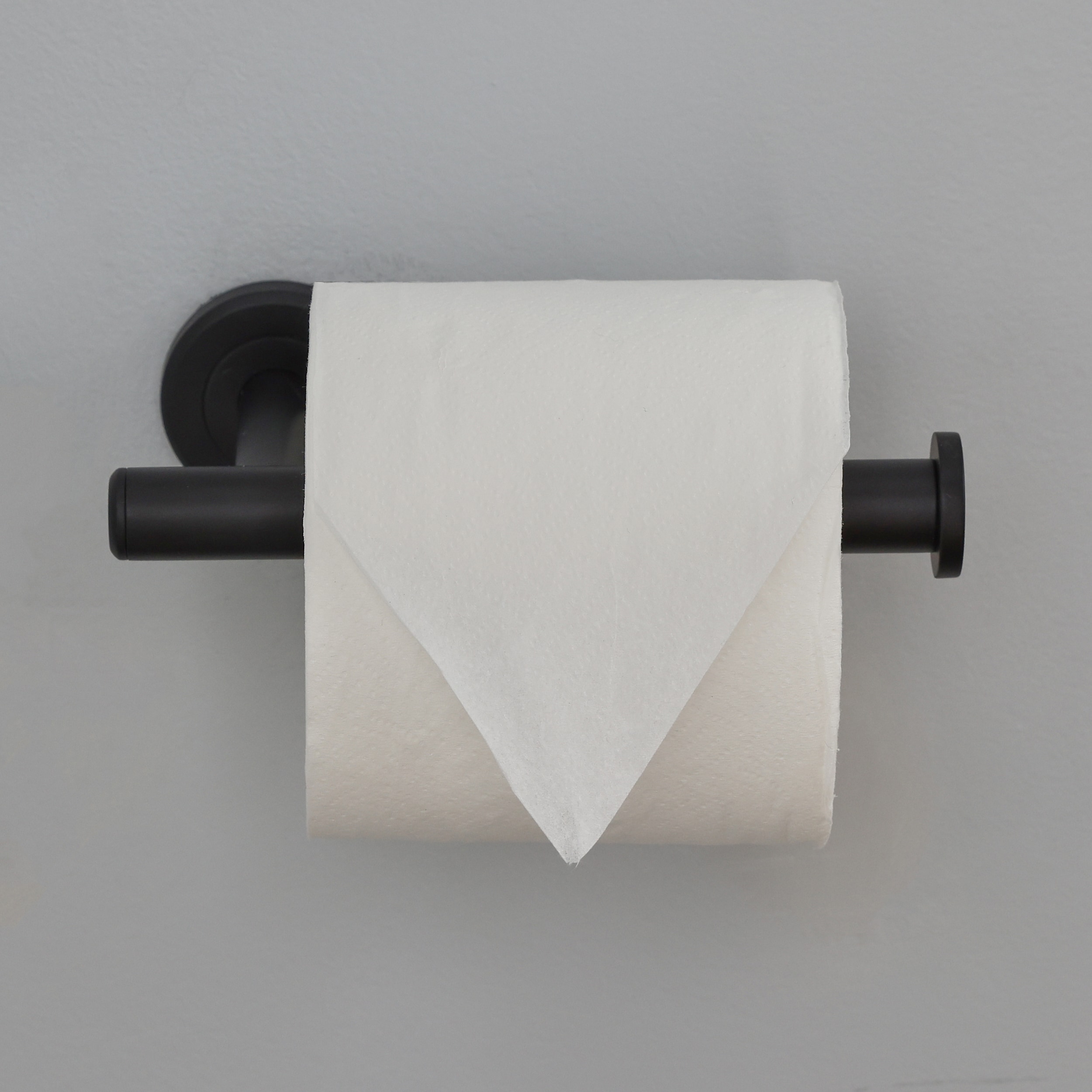 Latitude II Toilet Paper Holder with Shelf in Matte Black