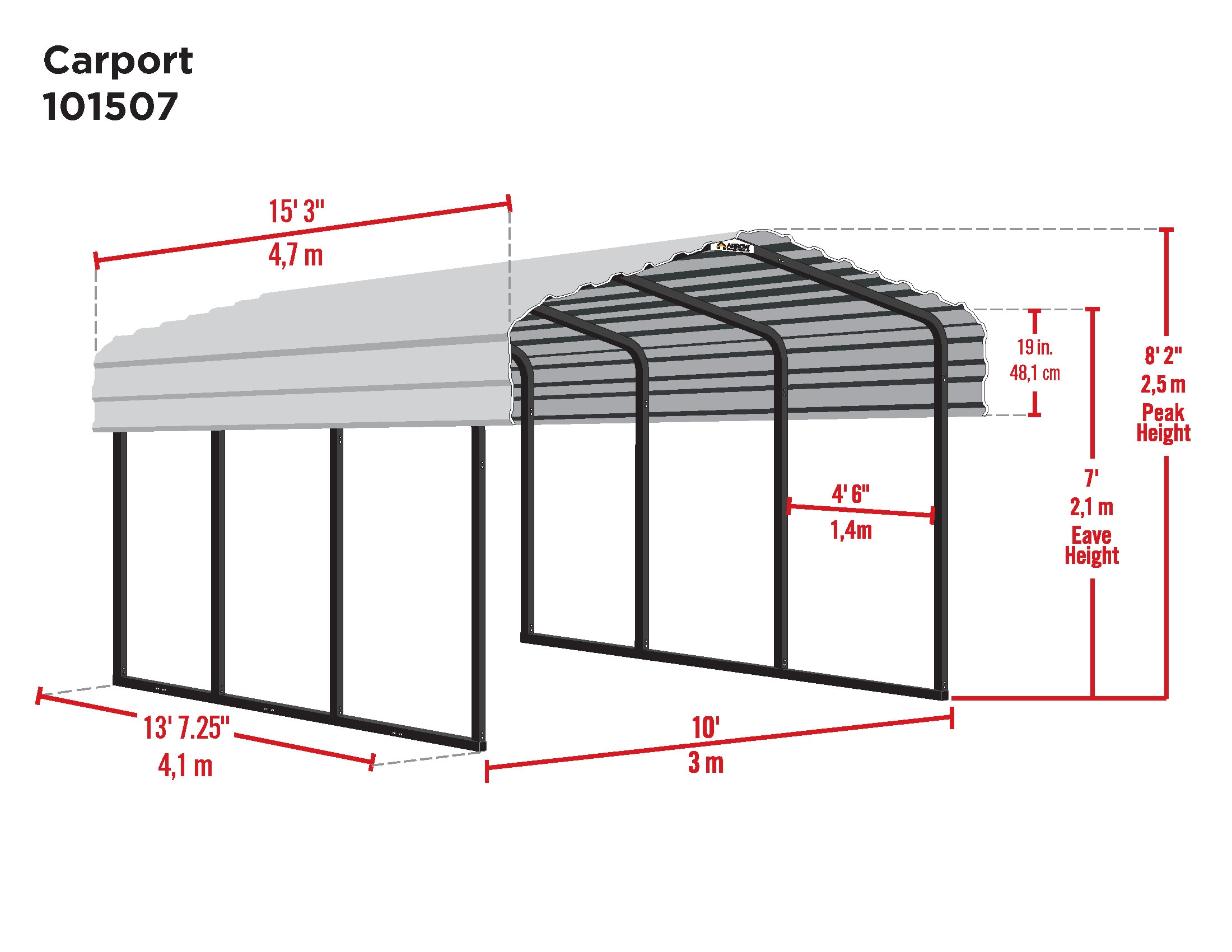 Arrow CPH101507 Carport-Covers - View #3