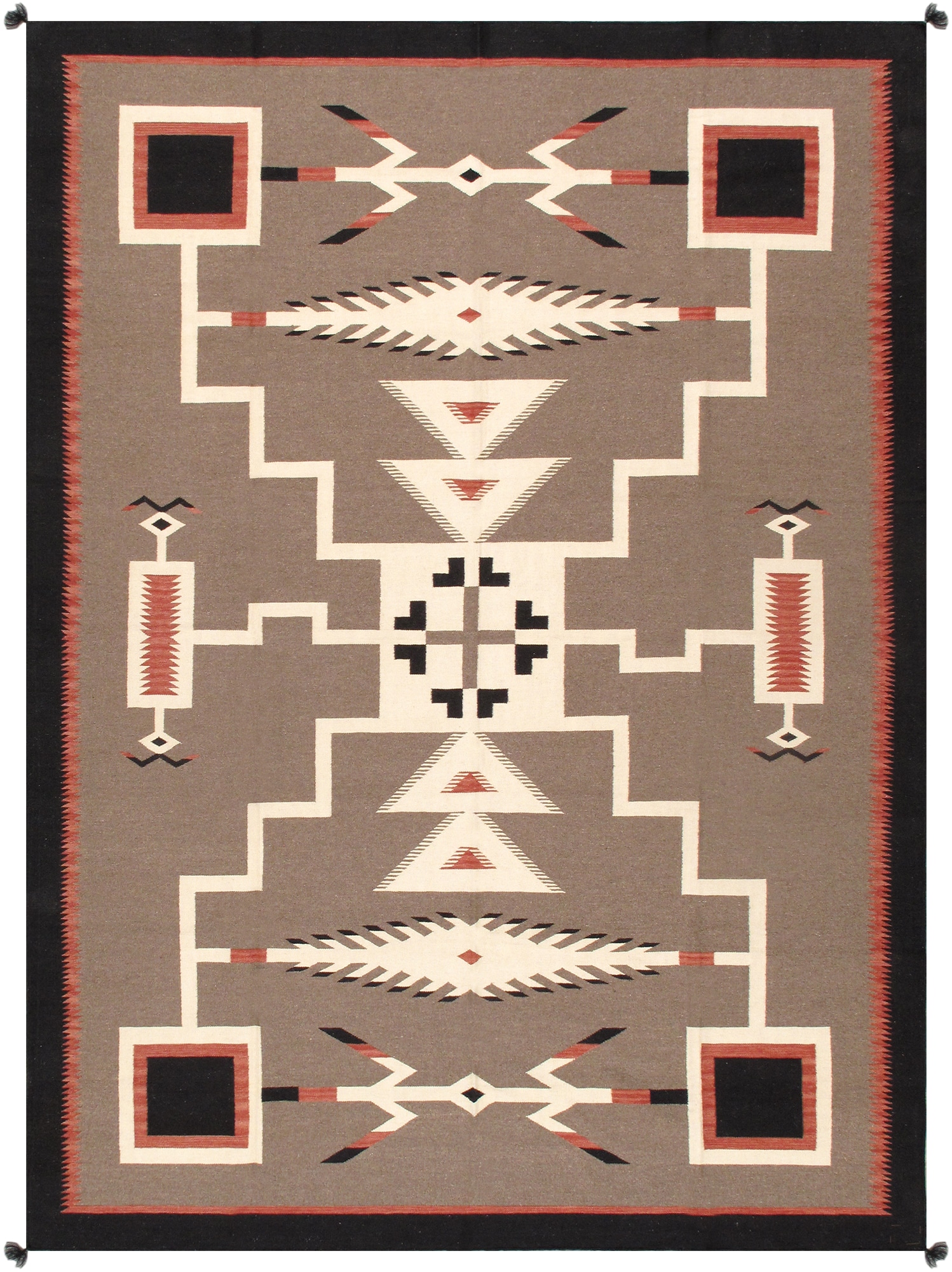 Pasargad Home Navajo Style 9 X 12 (ft) Wool Brown Indoor Area Rug at ...