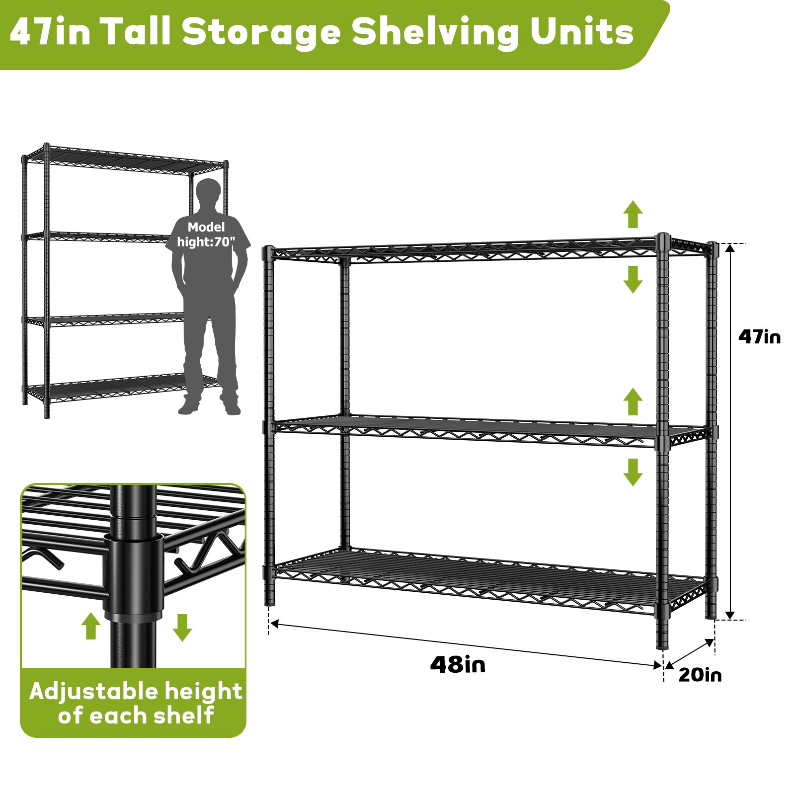 LOVMOR BLACK-48HAGW3C-PLR Free-Standing-Shelving - View #4