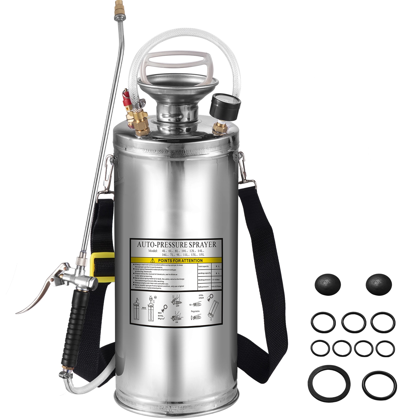 SVOPES SVOPESPWQBXG800228V0 2-Gallon Stainless Steel Pump Sprayer with Adjustable Spray Battery Not Included Charger Not Included