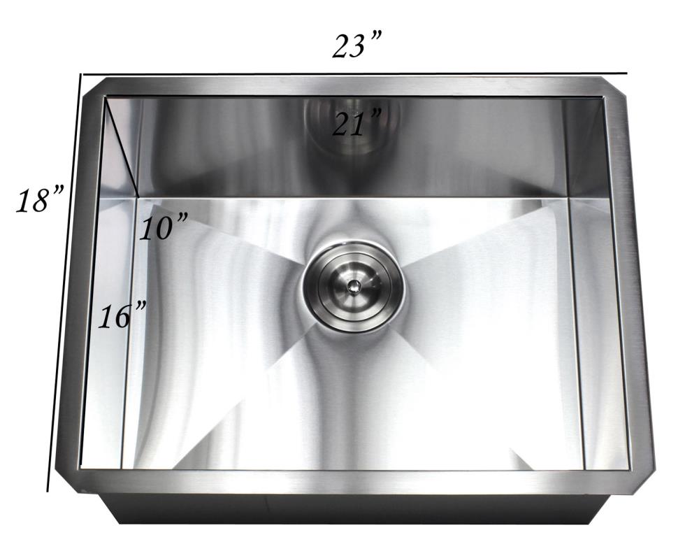 Kingsman Hardware Zero Radius Undermount 23-in x 18-in Stainless Steel ...