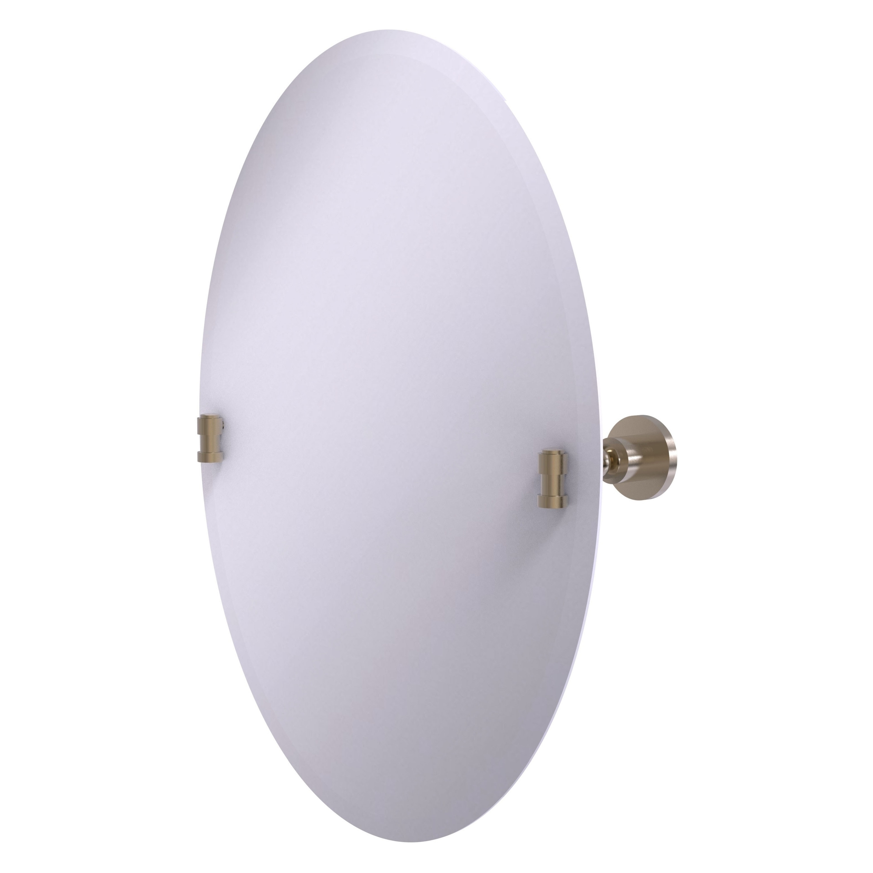 Allied Brass WS-91-PEW Washington Square 21-Inches x 28-Inches Beveled Frameless Oval Tilting Bathroom Vanity Mirror ( Antique Pewter )