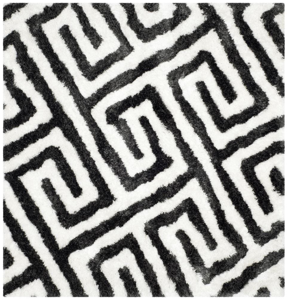 Safavieh BSG323D-5SQ Barcelona Suet Shag 5 x 5 (ft) Tufted Synthetic Graphite/Ivory Square Indoor Abstract Global Area rug