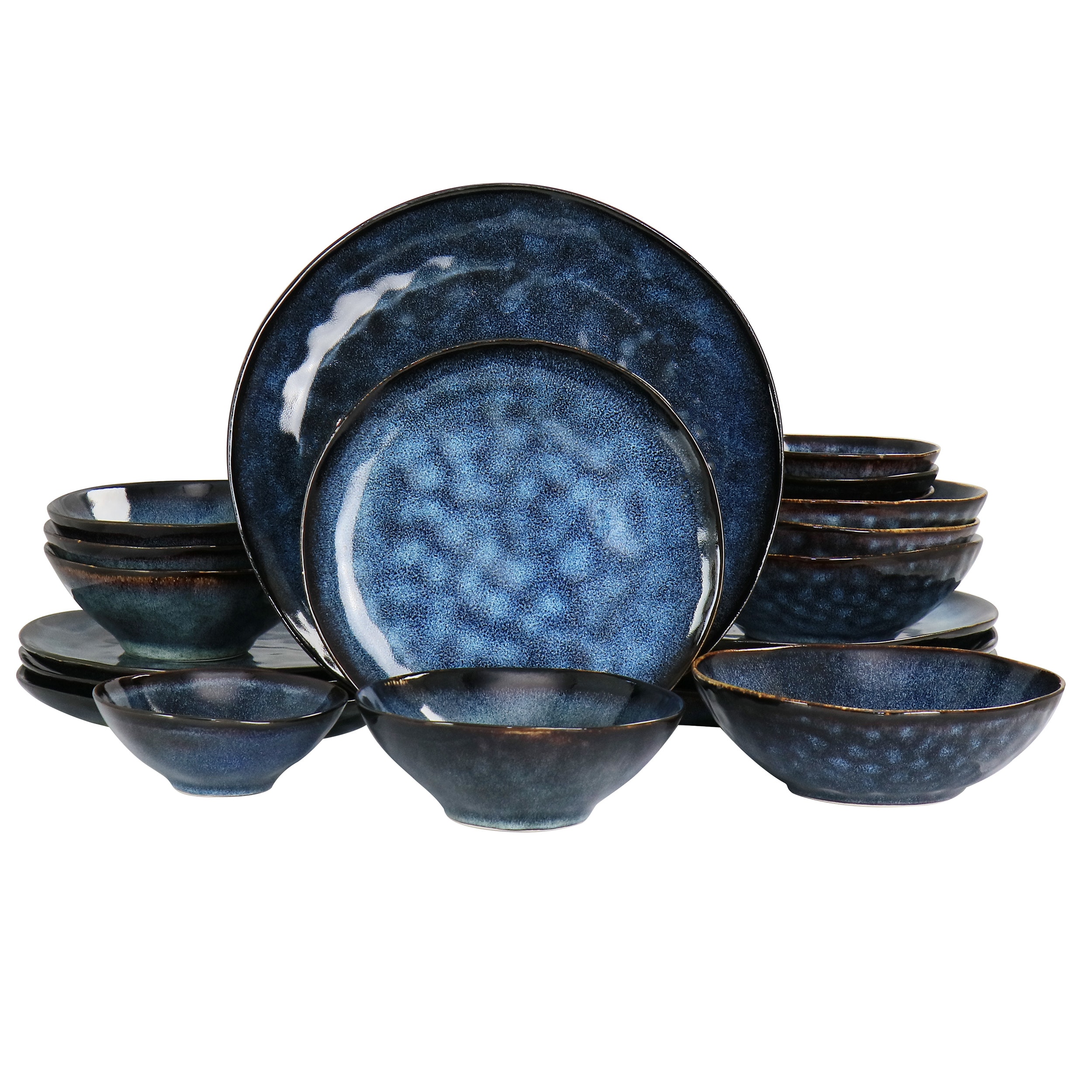 Elama 849115043M 20 -Piece Blue Stoneware Dinnerware