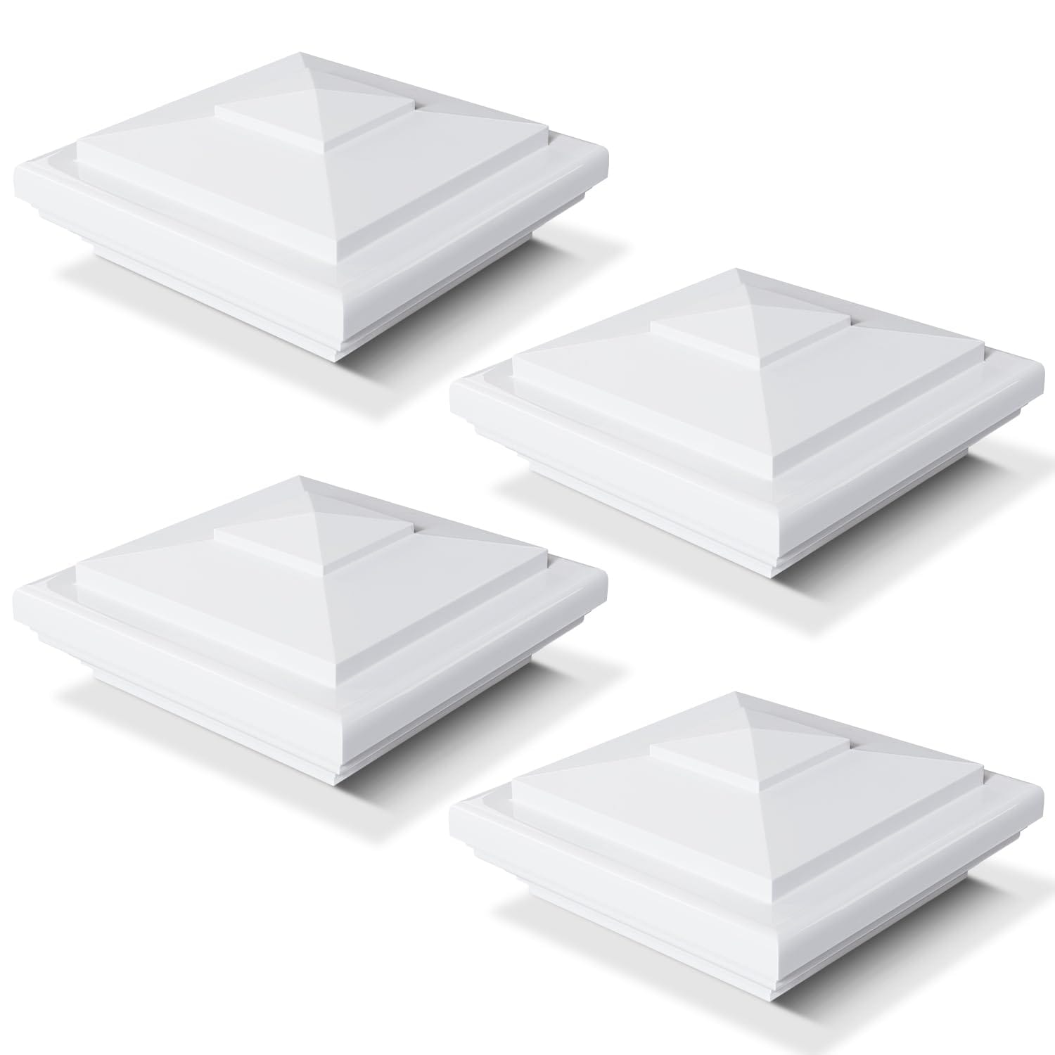SenQWFa  4 x 4 Vinyl Fence Post Cap White New England Pyramid Style for Vinyl Posts Decks Mailboxes 4 Pack durable home and garden accessory