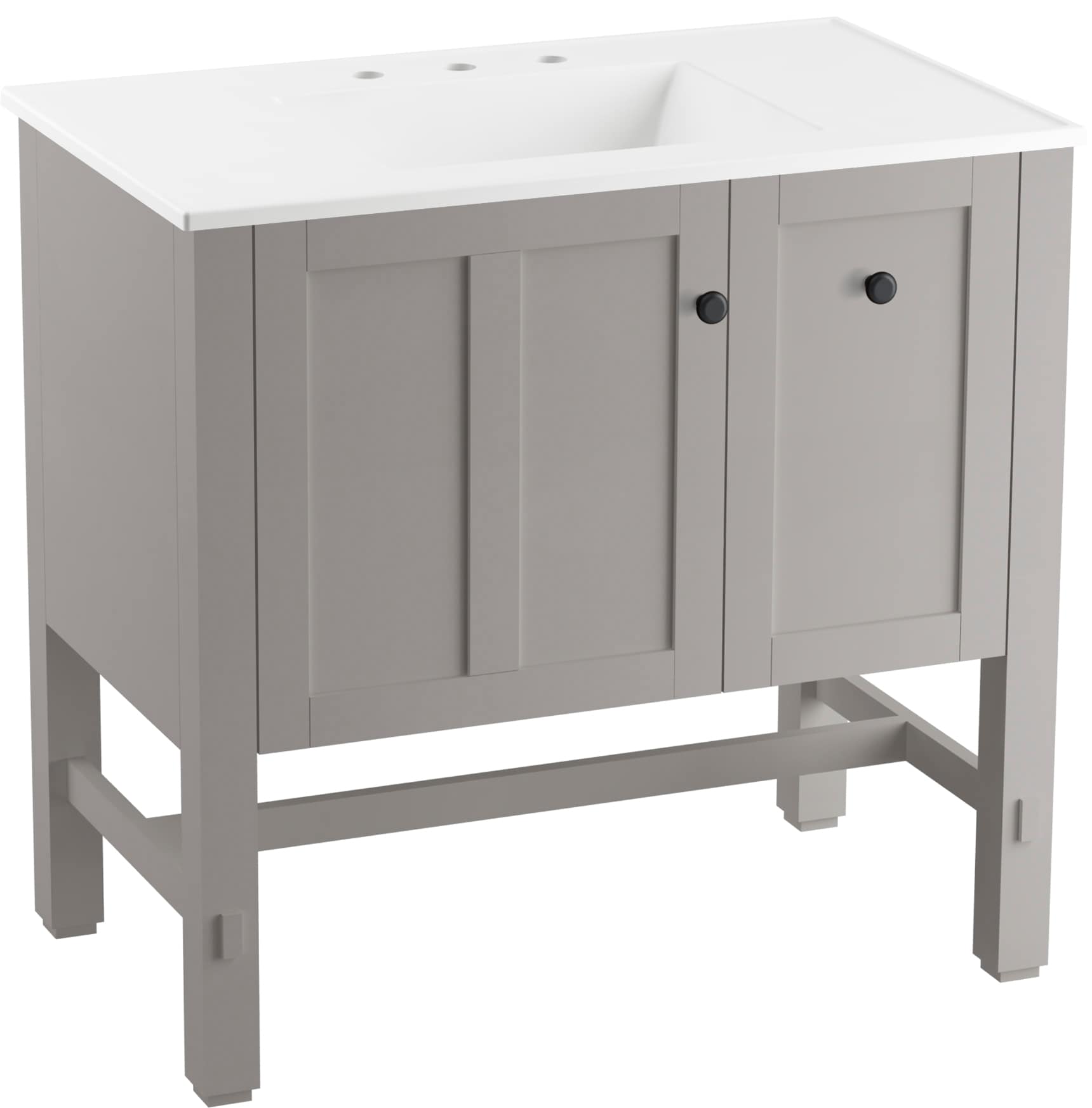 KOHLER Tresham 37-in Mohair Grey Single Sink Bathroom Vanity with White ...