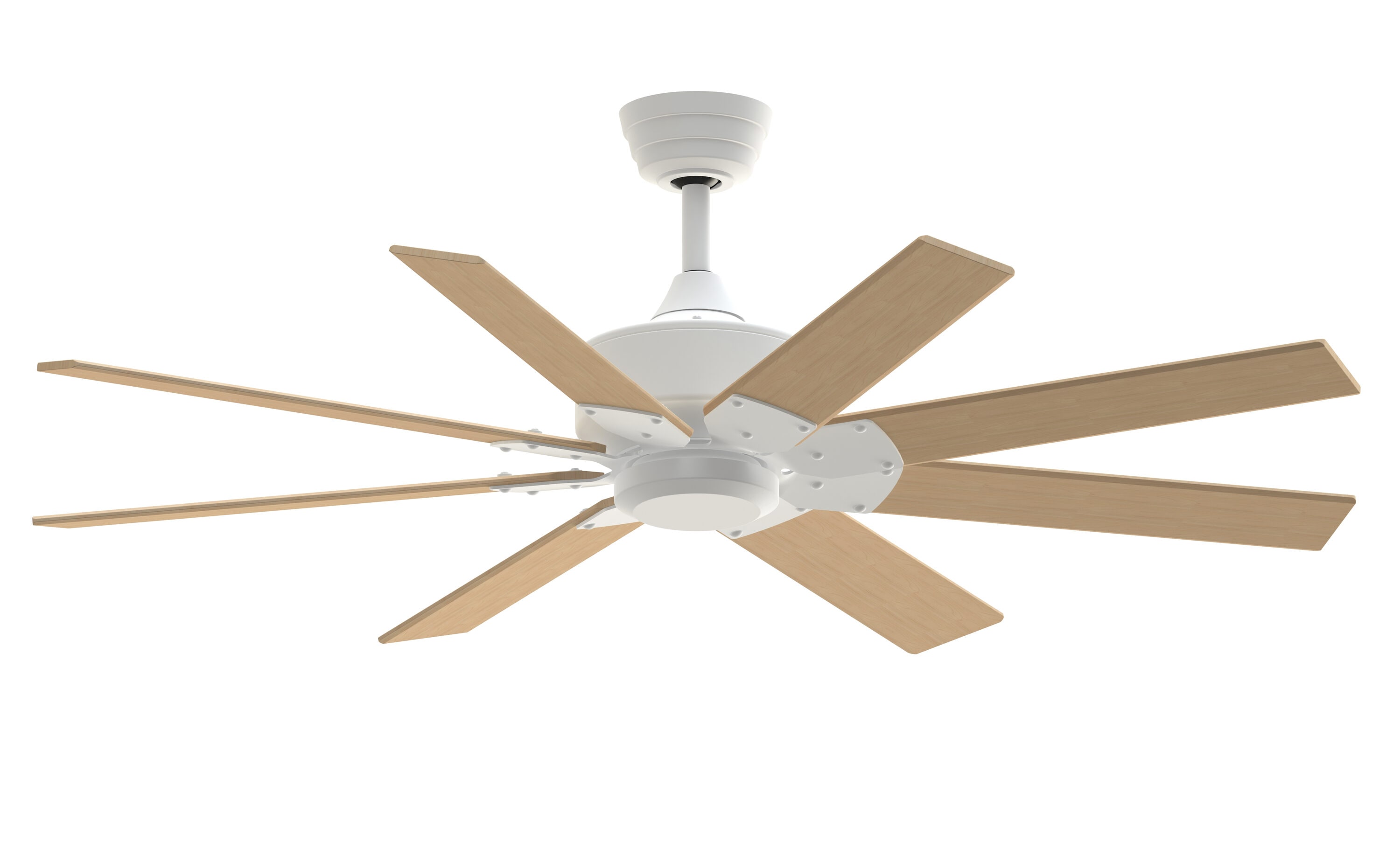 Fanimation FPD7912BMW-52N Levon Custom 52-in Outdoor Smart Matte White with Natural Blades Ceiling Fan Light Kit Compatible - Remote Included ( 8 -Blade )