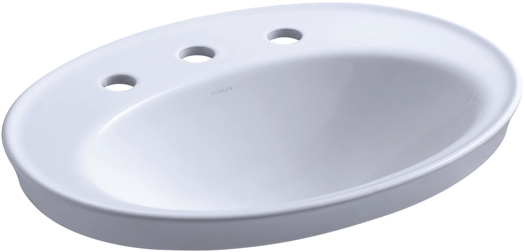 KOHLER 2075-8-0 Serif Vitreous china Drop-in Oval White Bathroom Sink ( 22.125-in x 16.25-in )