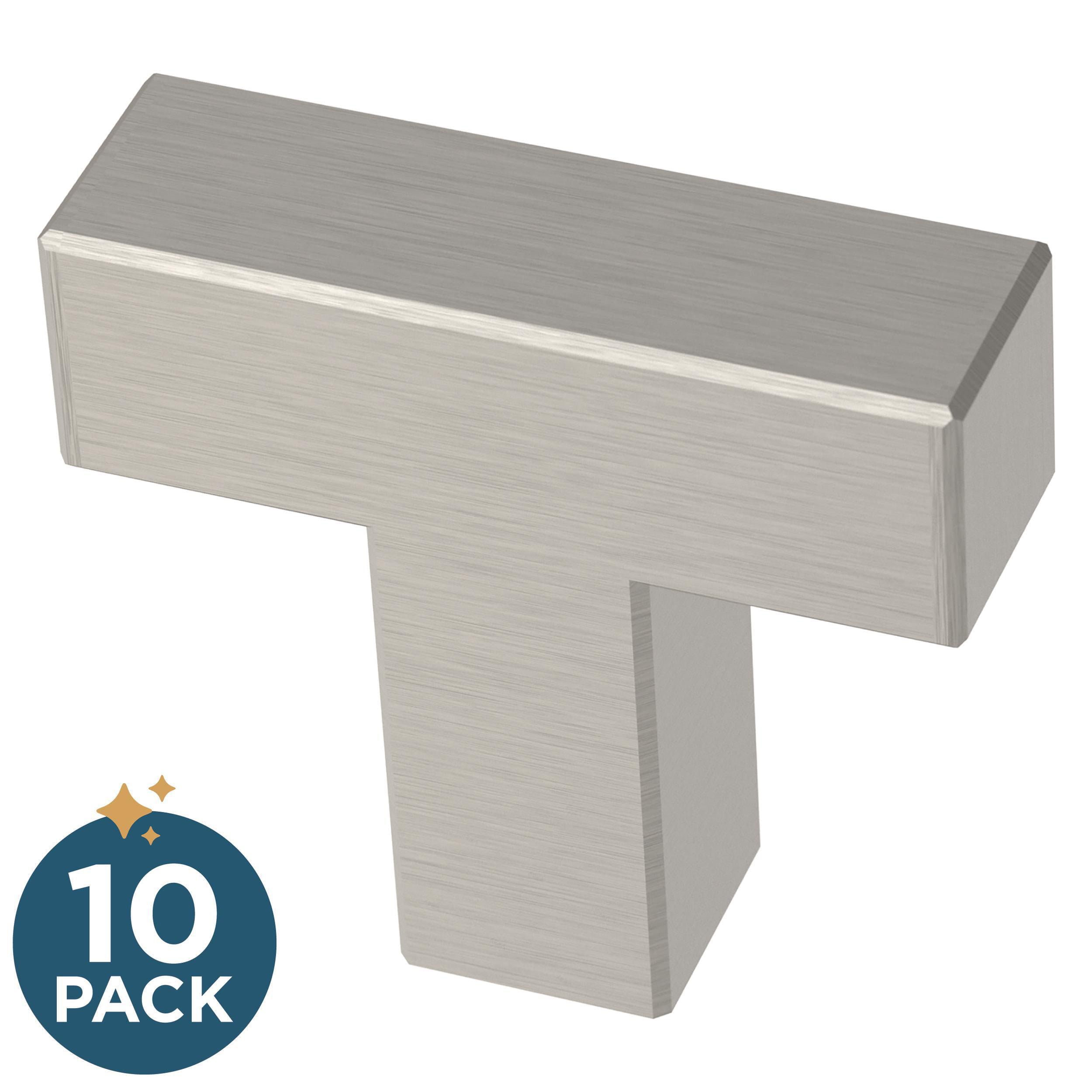 Franklin Brass P46678K-SS-B Simple Modern Square 1-1/4-in Stainless Steel Bar Modern Cabinet Knob (10-Pack)