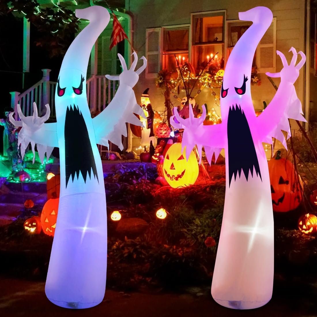 GOOSH 6 FT Colorful Dimming Ghost Halloween Inflatable - Outdoor ...