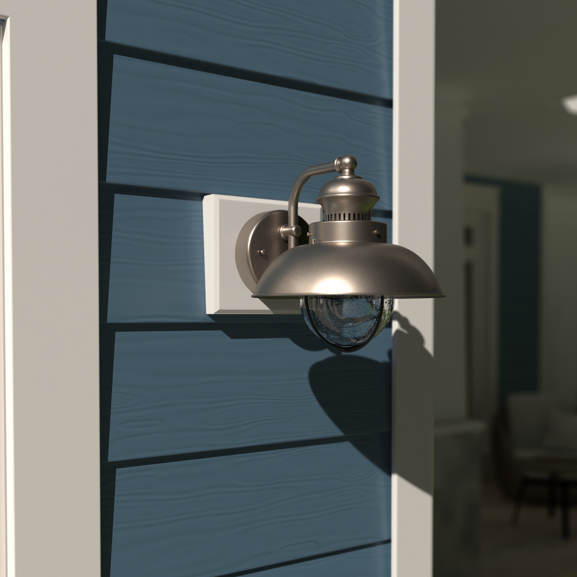 Cascadia OW21593BN Harwich 1 -Light 8-in H Brushed Nickel Hardwired Outdoor Wall Light