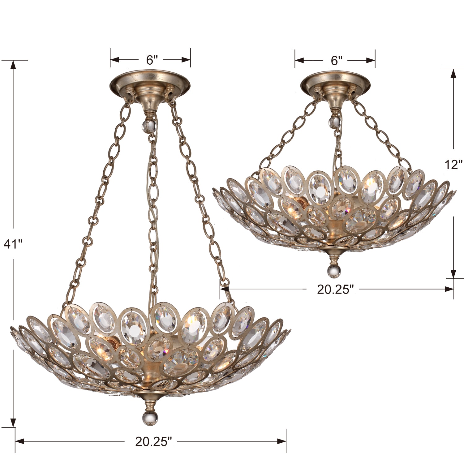 Elegant Distressed Twilight 3-Light Crystal Pendant