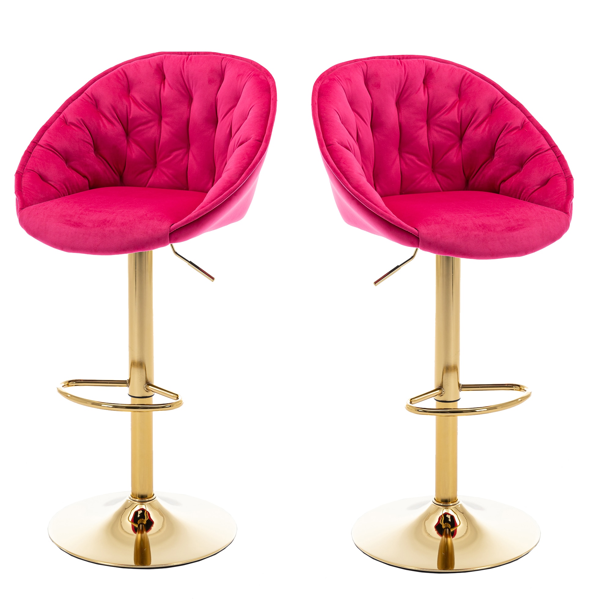 AHIOU HOME ATM-HFSN-997RD 2 -Set Metal 24.02-in H Adjustable Height Counter height Square seat Upholstered Swivel Metal Bar Stool with Arms and Back