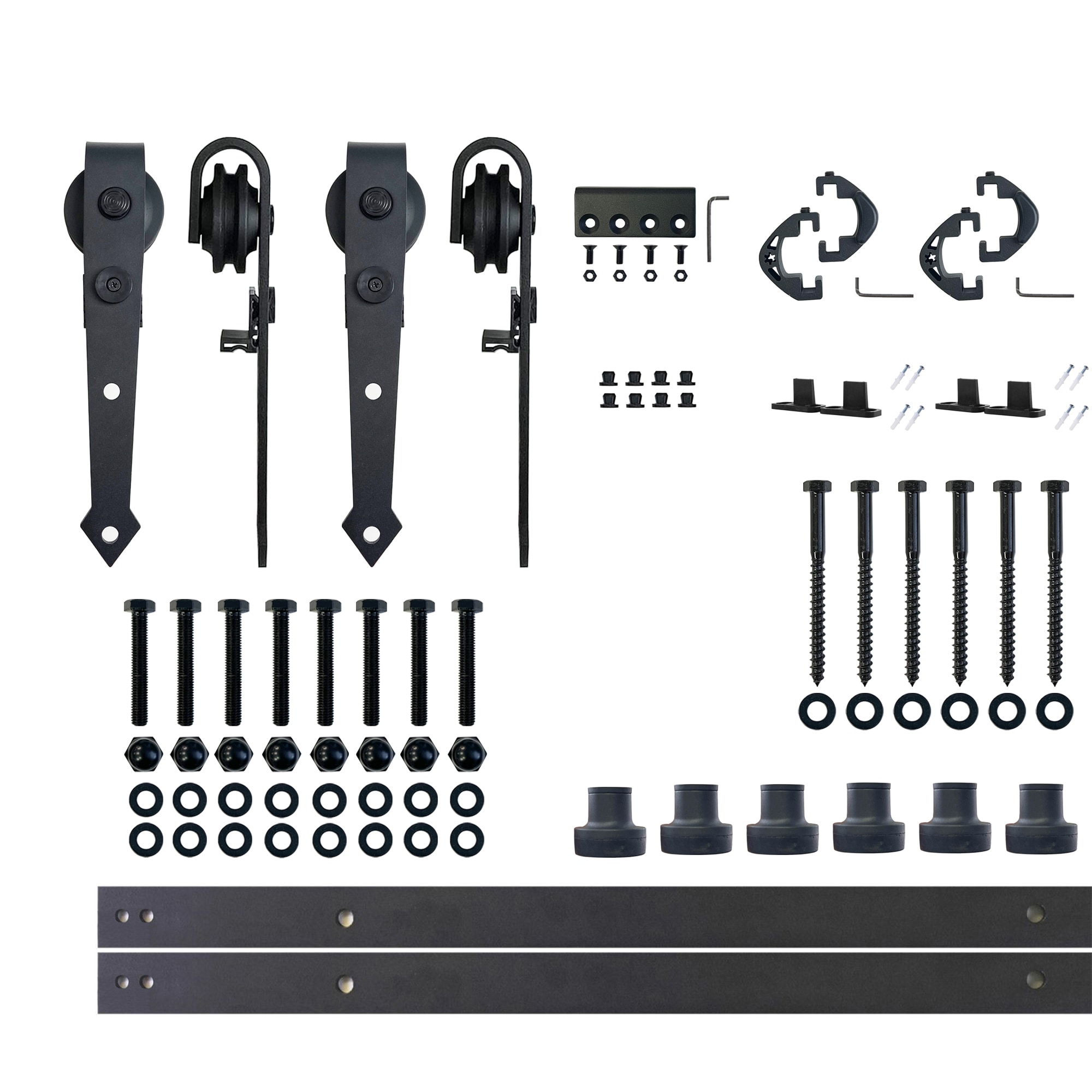 HOMACER JT2TGH108C 108-in Rustic black Black Indoor Arrow Double Barn door hardware kit