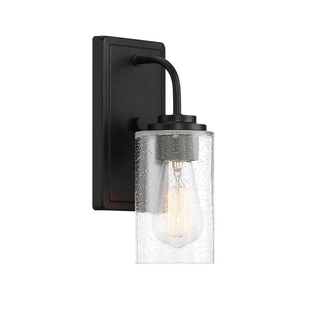 Matte Black and Clear Glass Wall Sconce Light