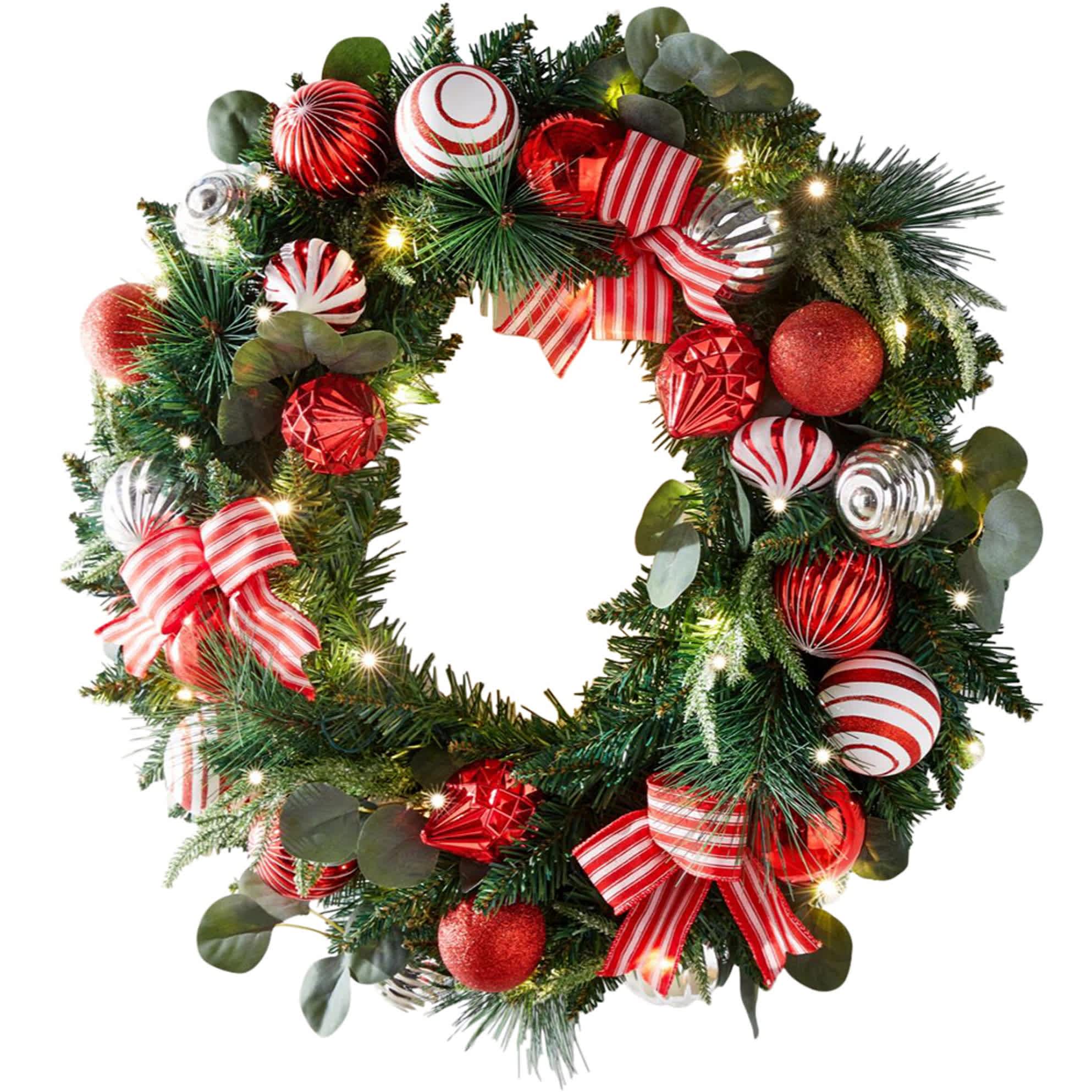 BrylaneHome 26-in Pre-Lit Christmas Cheer Wreath #197380898065