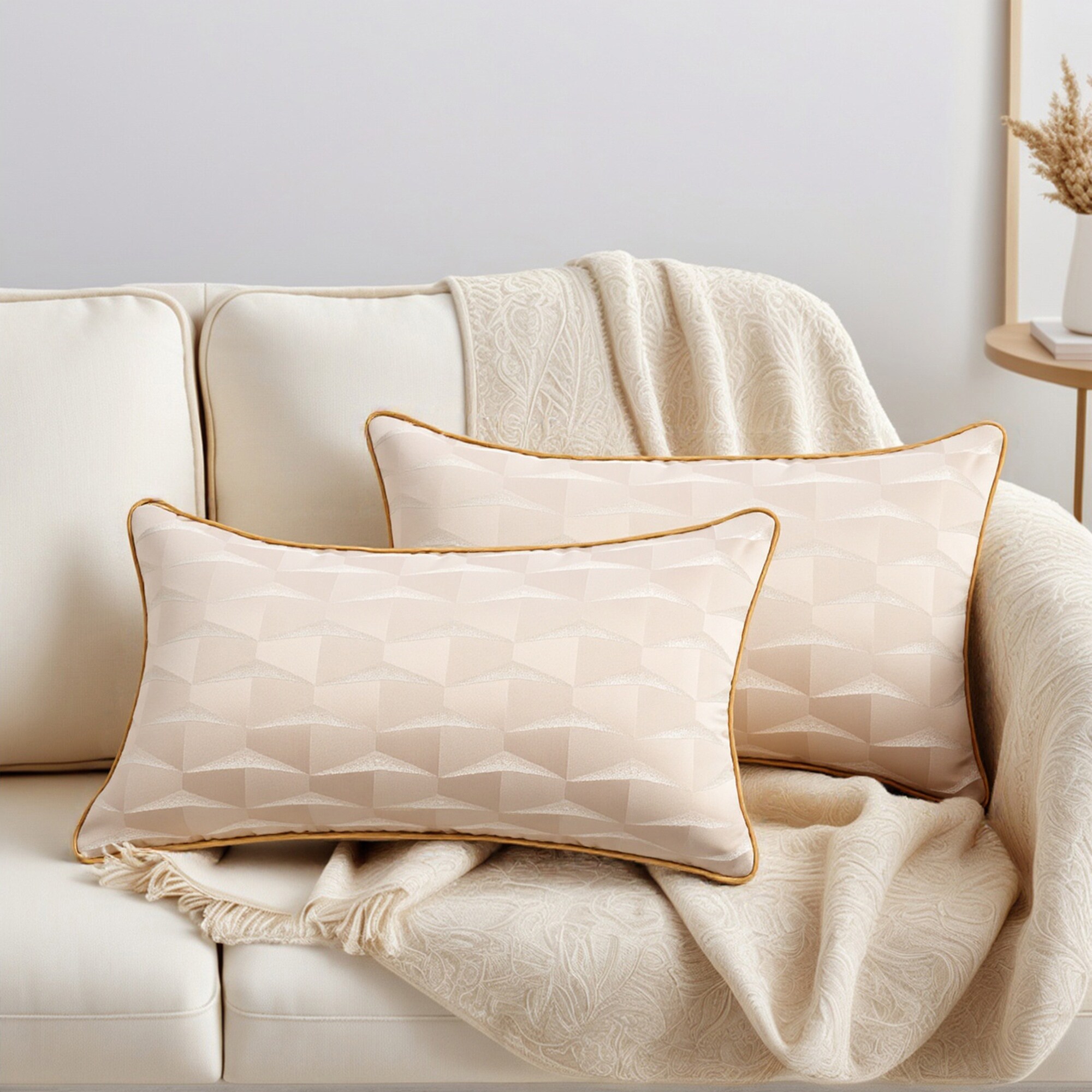 Unique Bargains 2pcs Satin Throw Pillow 3D Geometric Textured Luxury ...