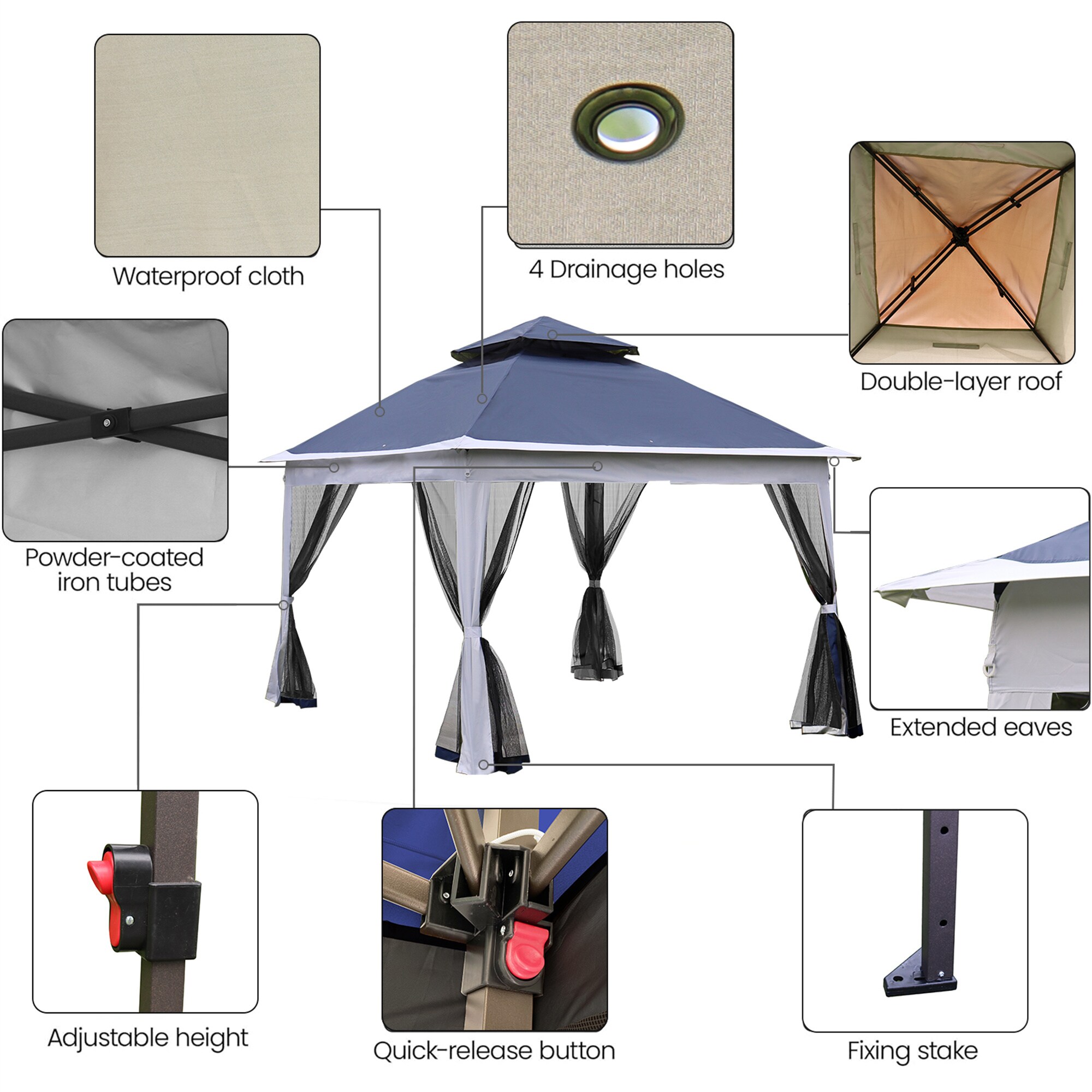 BABOOM BOM-P168164-OR Wood-Resin-Gazebos - View #8
