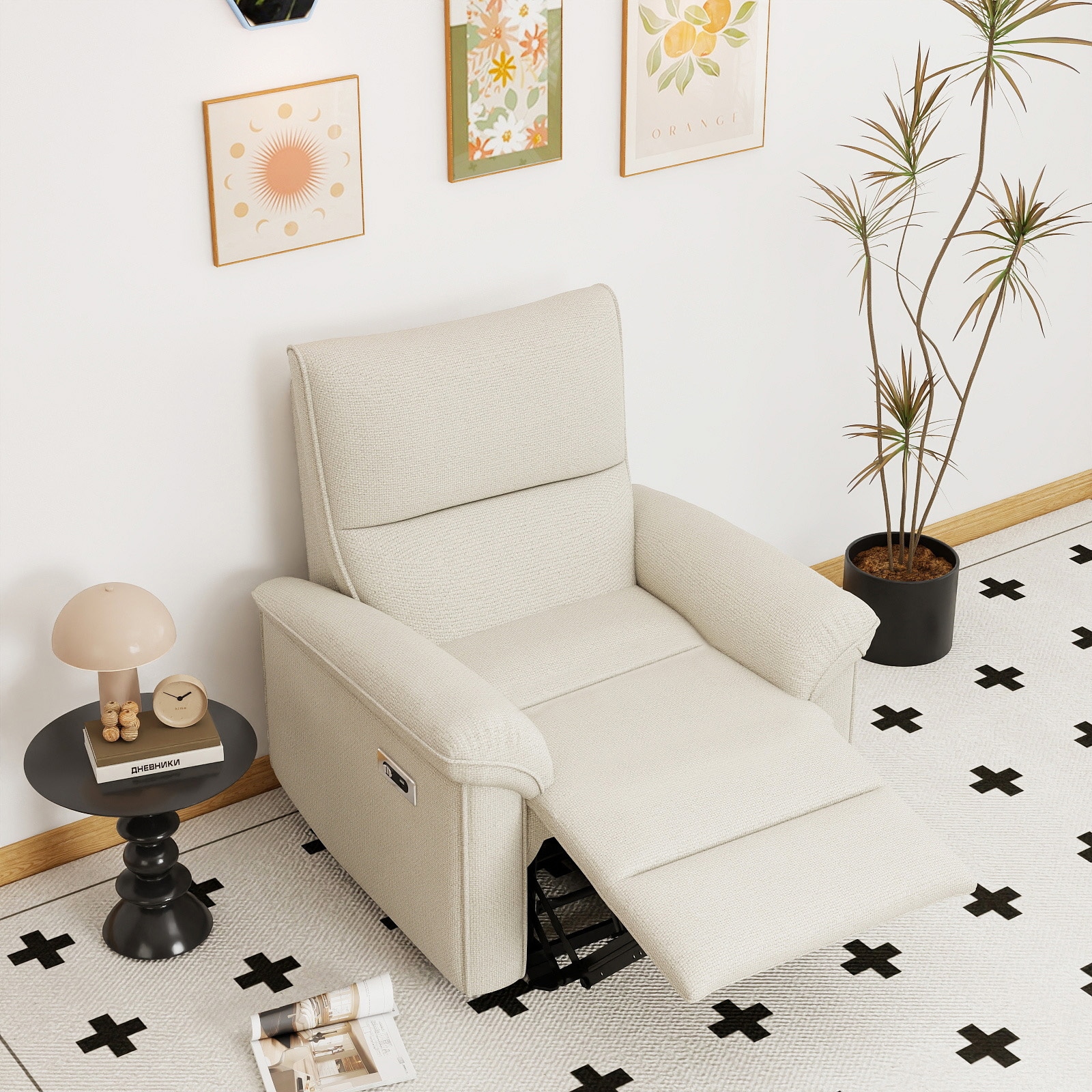 LOVMOR SF-X-W1028S00053 Wall Hugger Recliner Zero Wall Power Recliner Chair Electric Recliner for Living Room Fabric Reclining Armchair