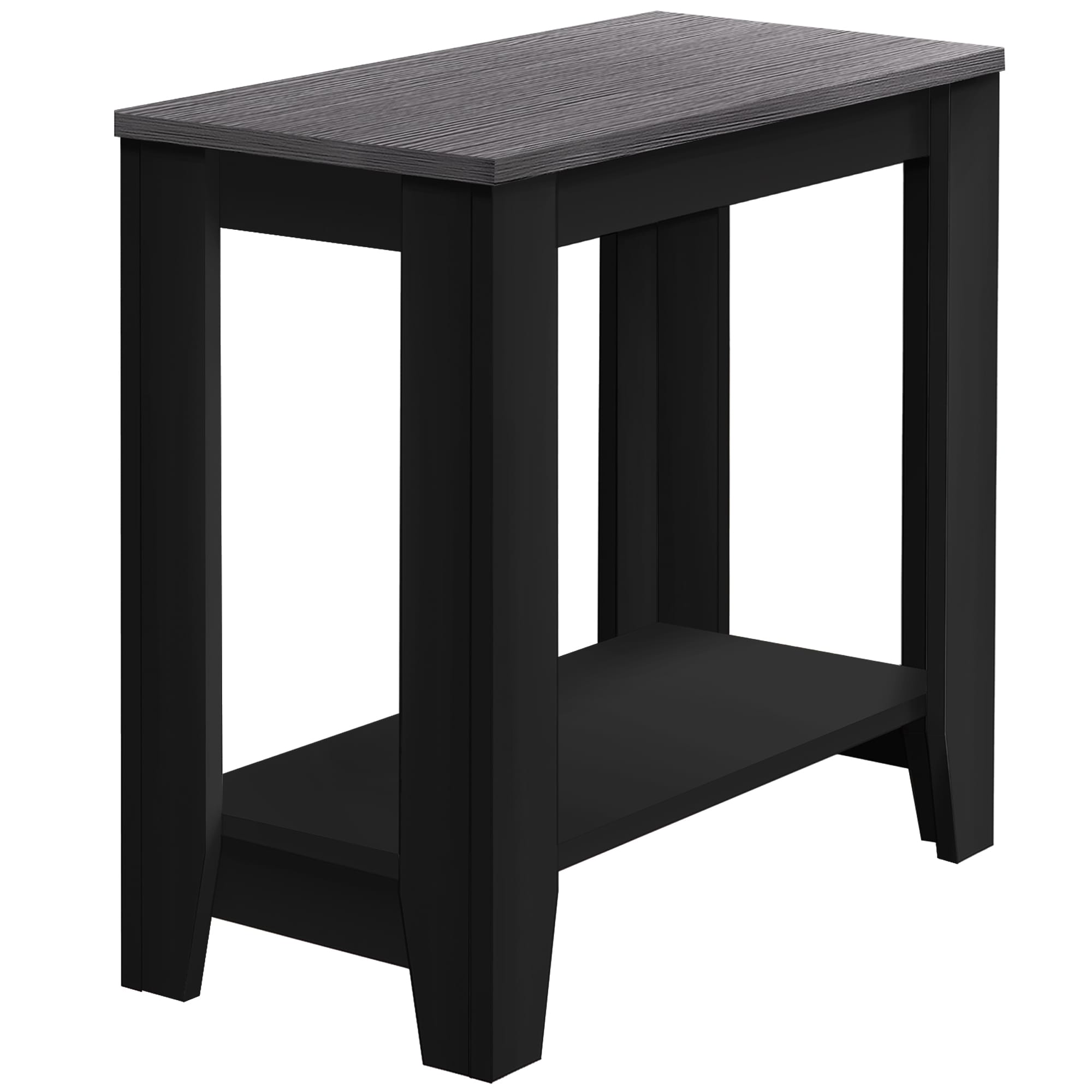 Monarch Specialties I 3134 11.75-in W x 22-in H Black/Grey Composite Modern End Table with Storage Assembly Required