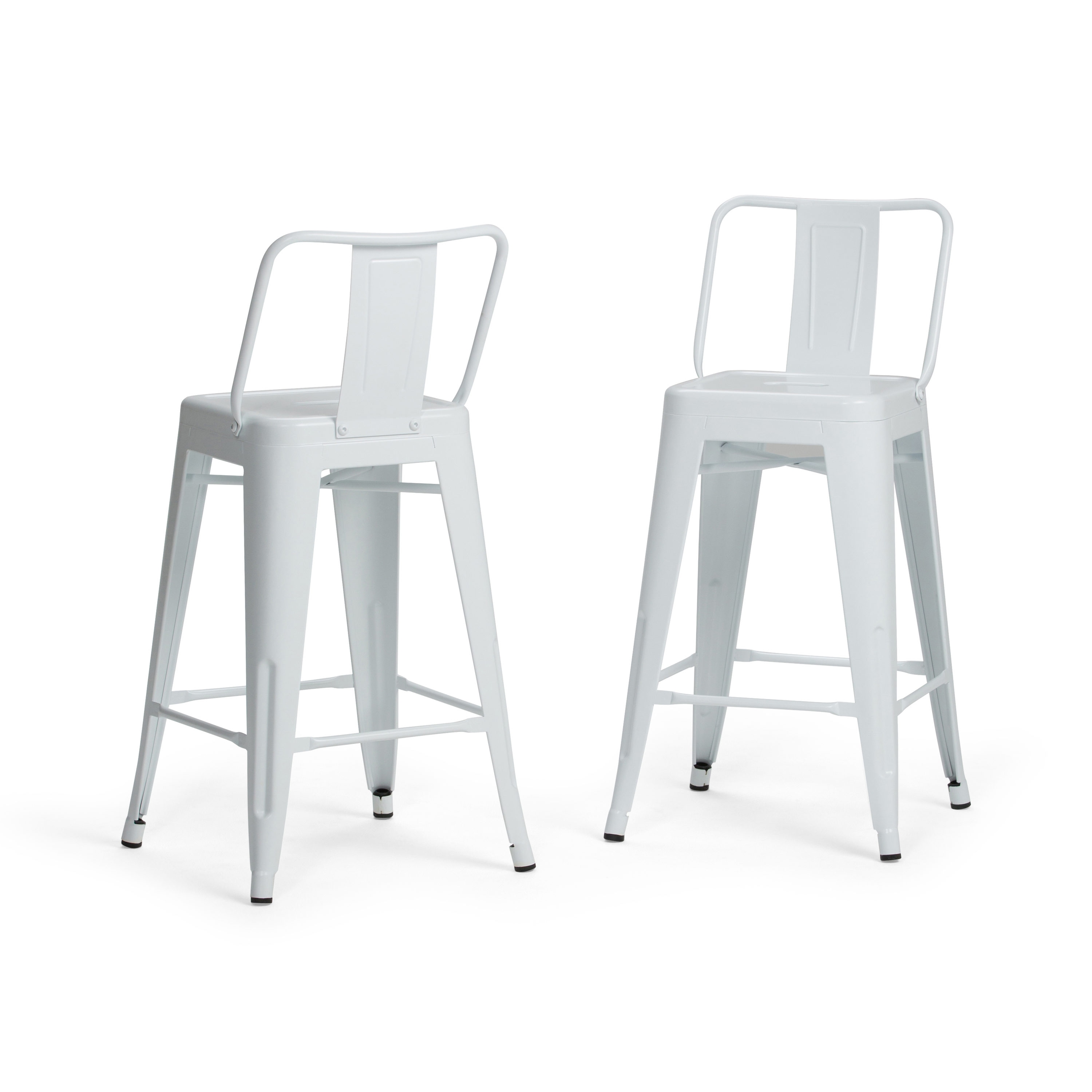Rayne 24" White Industrial Metal Counter Stool Set