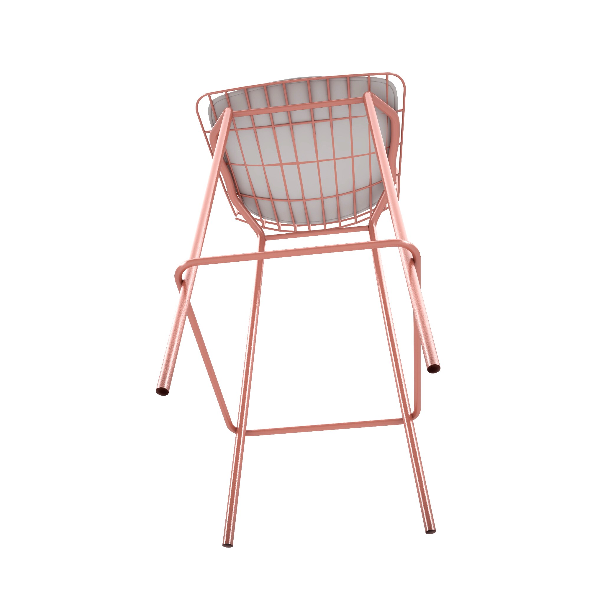Manhattan Comfort Madeline Barstool, Set of 2 in Rose Pink Gold and White