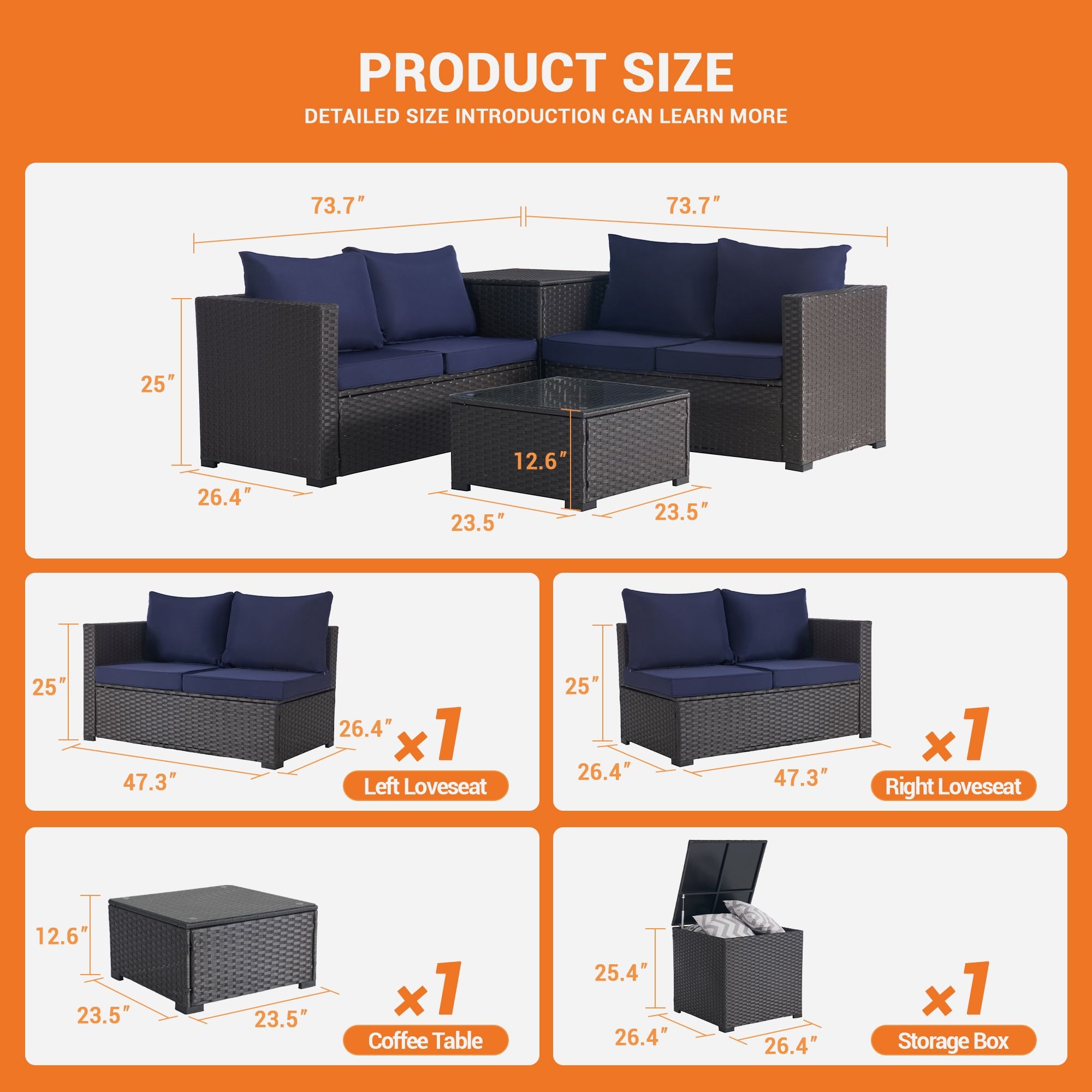 SANSTAR L-WS-C1-BU Patio-Conversation-Sets - View #4