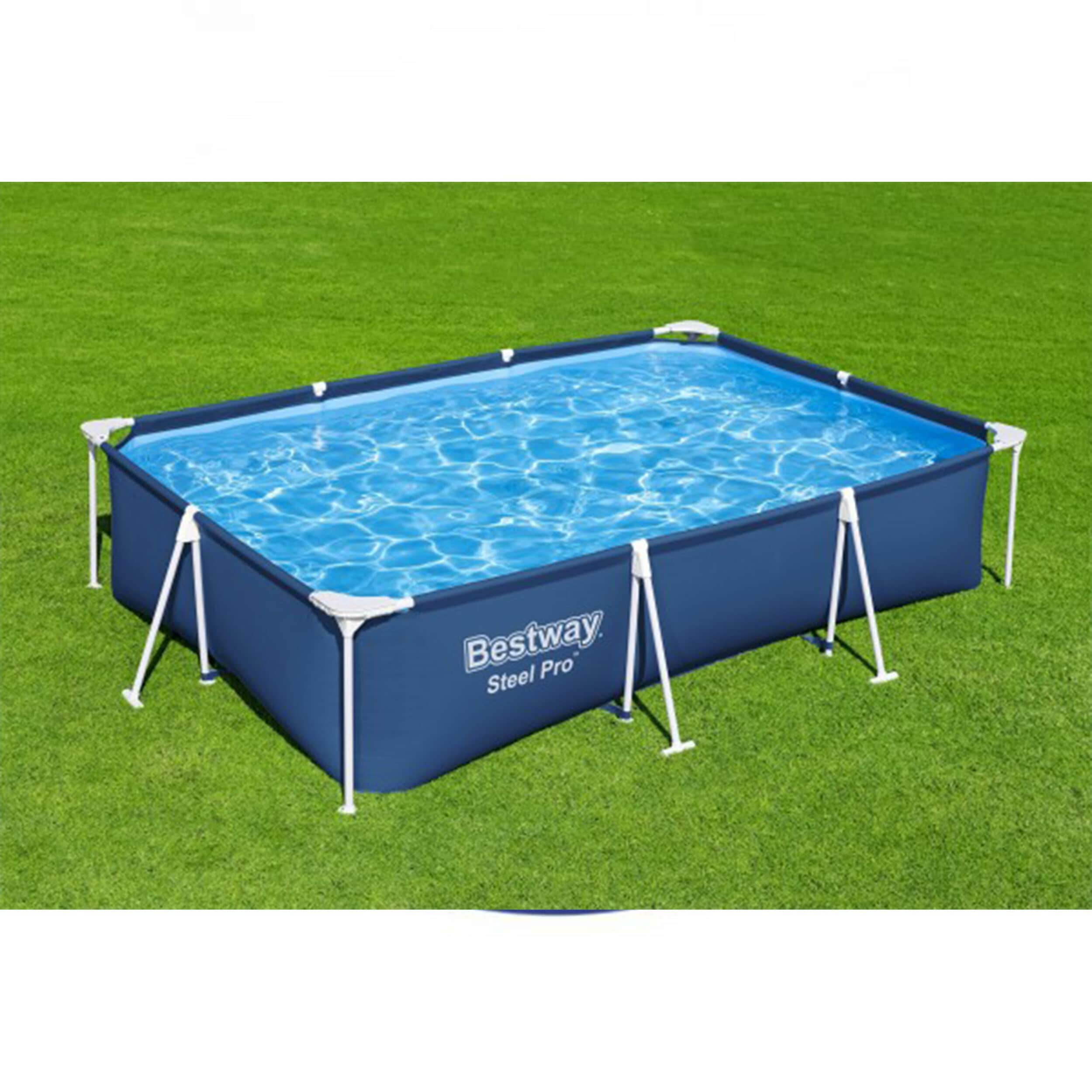 Bestway Steel Pro 9ft Blue Rectangular Above Ground Pool Set with Pump
