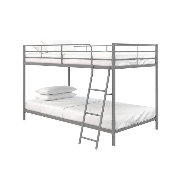 Dhp Fulton Silver Twin Over Bunk, What Size Mattress For Bunk Beds