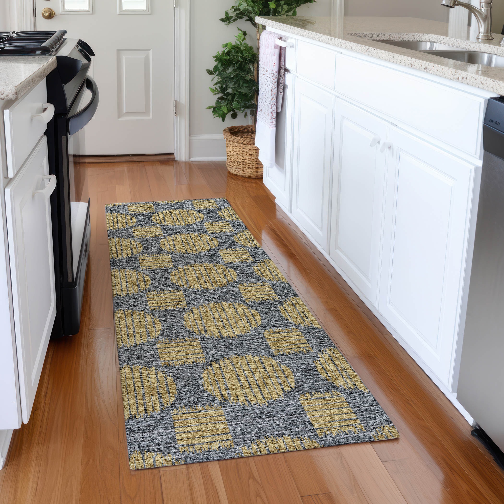 Addison Rugs AMF119GI2X8 Mayfield AMF119GI 2 x 7 (ft) Loomed Polyester Gilded Rectangular Indoor Geometric Machine washable Area rug