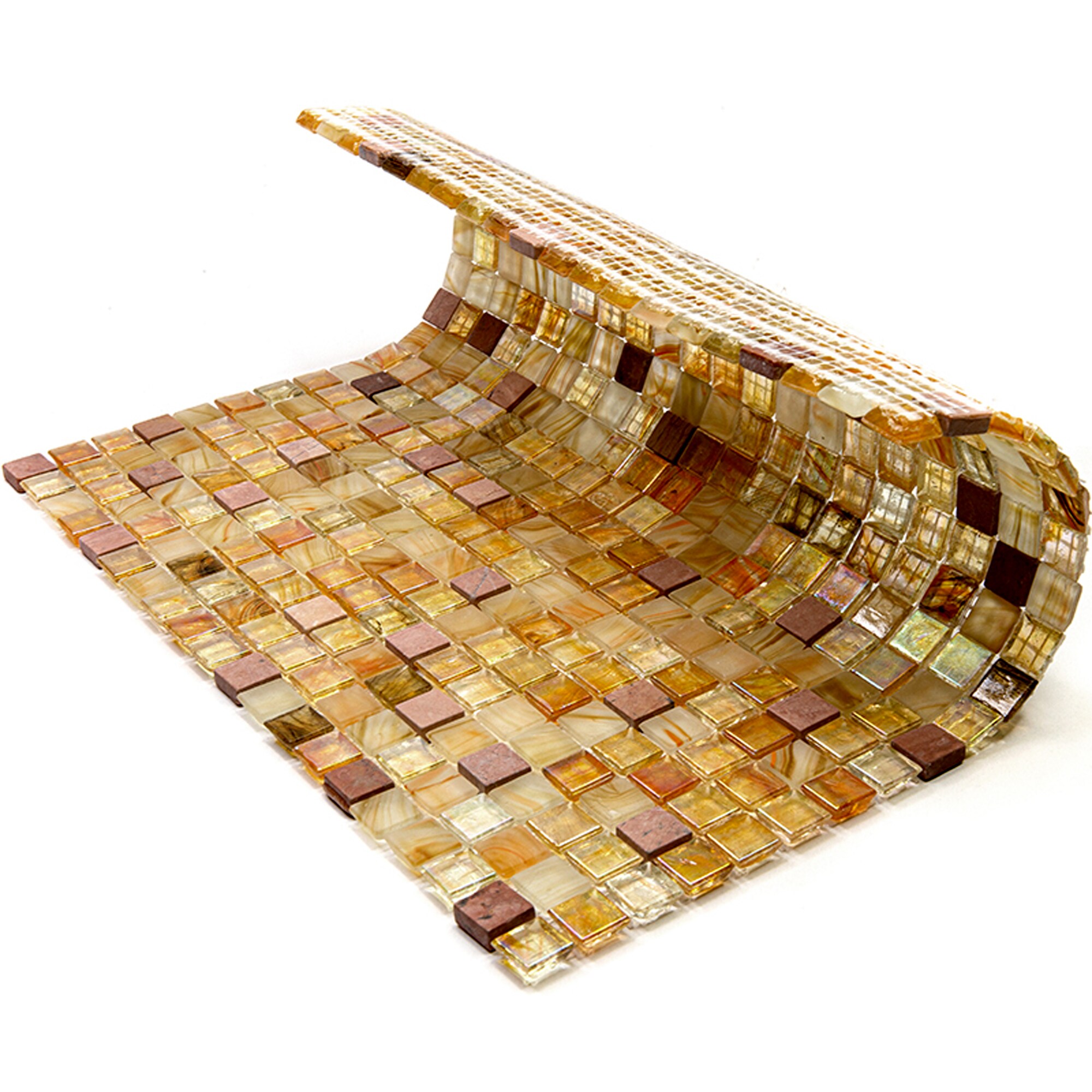 Mingles 11.6" Beige and Pearl Glass Mosaic Tile