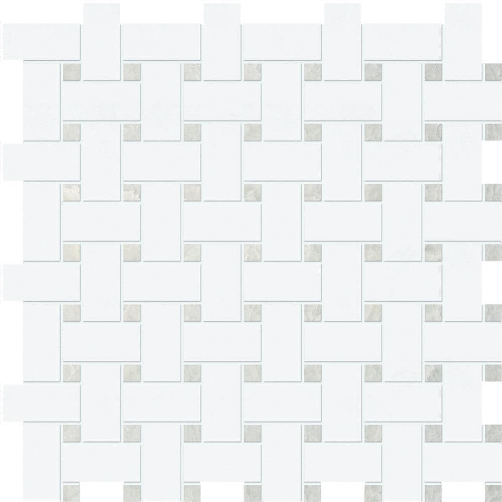 Marble Systems 100698-S Thassos White Ming Green 12-in x 12-in Polished Porcelain Scale Stone Look Wall Tile Sample