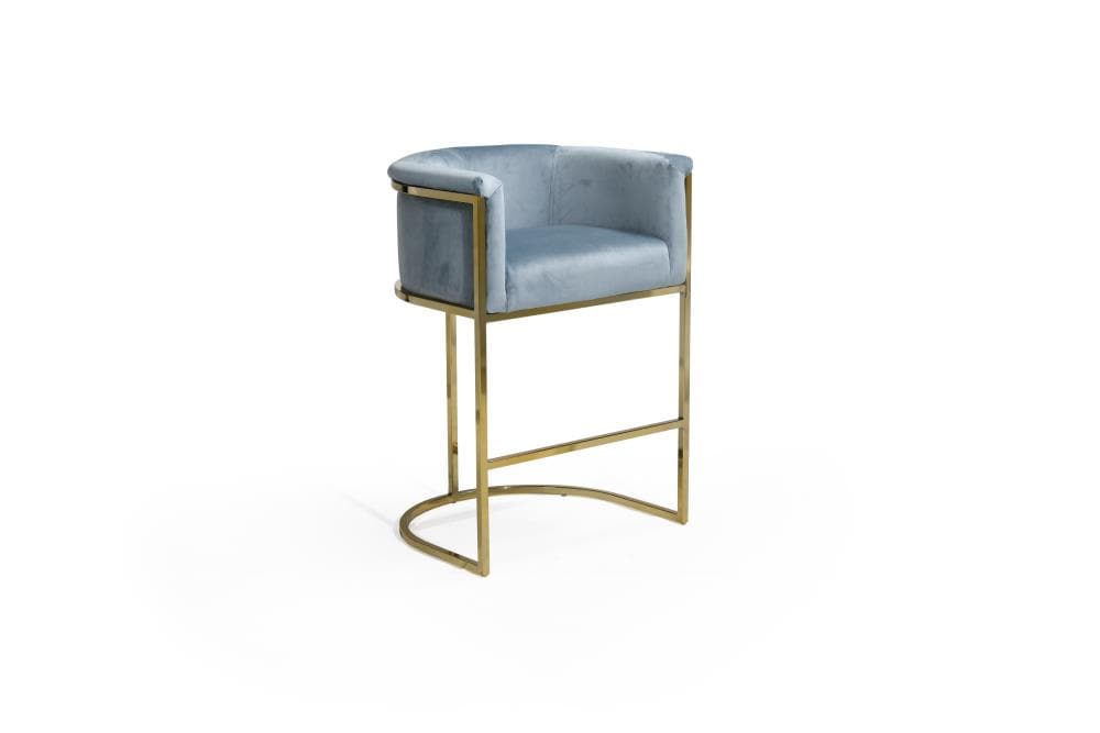 Chic Home Design FCS9424-LW Finley Blue Counter height Upholstered Wood Bar Stool with Arms & Back