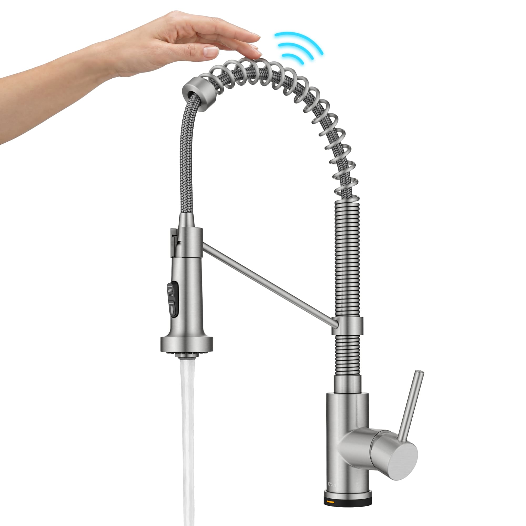 Kraus Spot Free Stainless Steel Single Handle Deck-mount Touch-on Pull-down Kitchen Faucet with Sprayer
