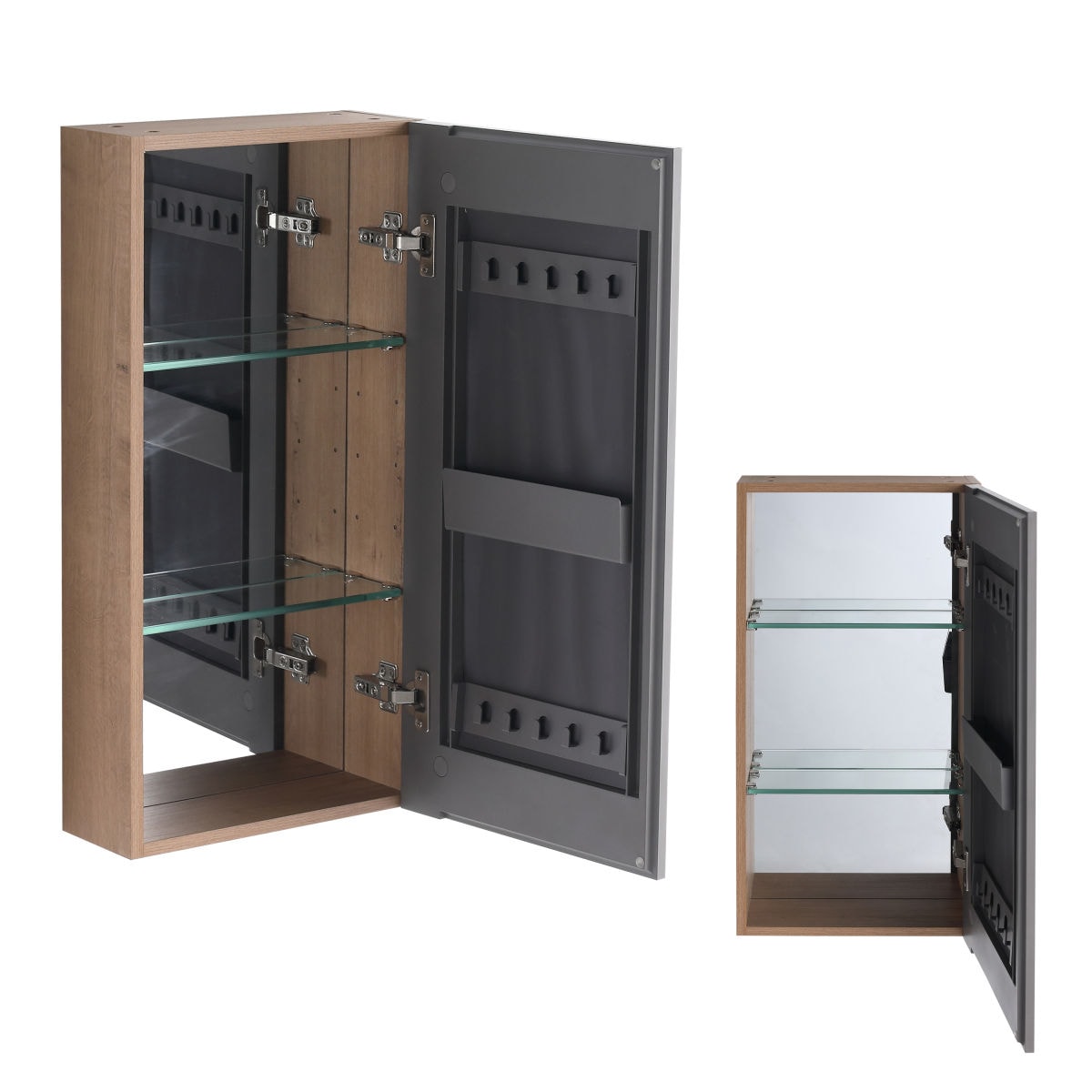 Lirago - 13.75 x 27.56 Inch Metal Framed Plywood Medicine Cabinet with Mirror and Adjustable Shel...