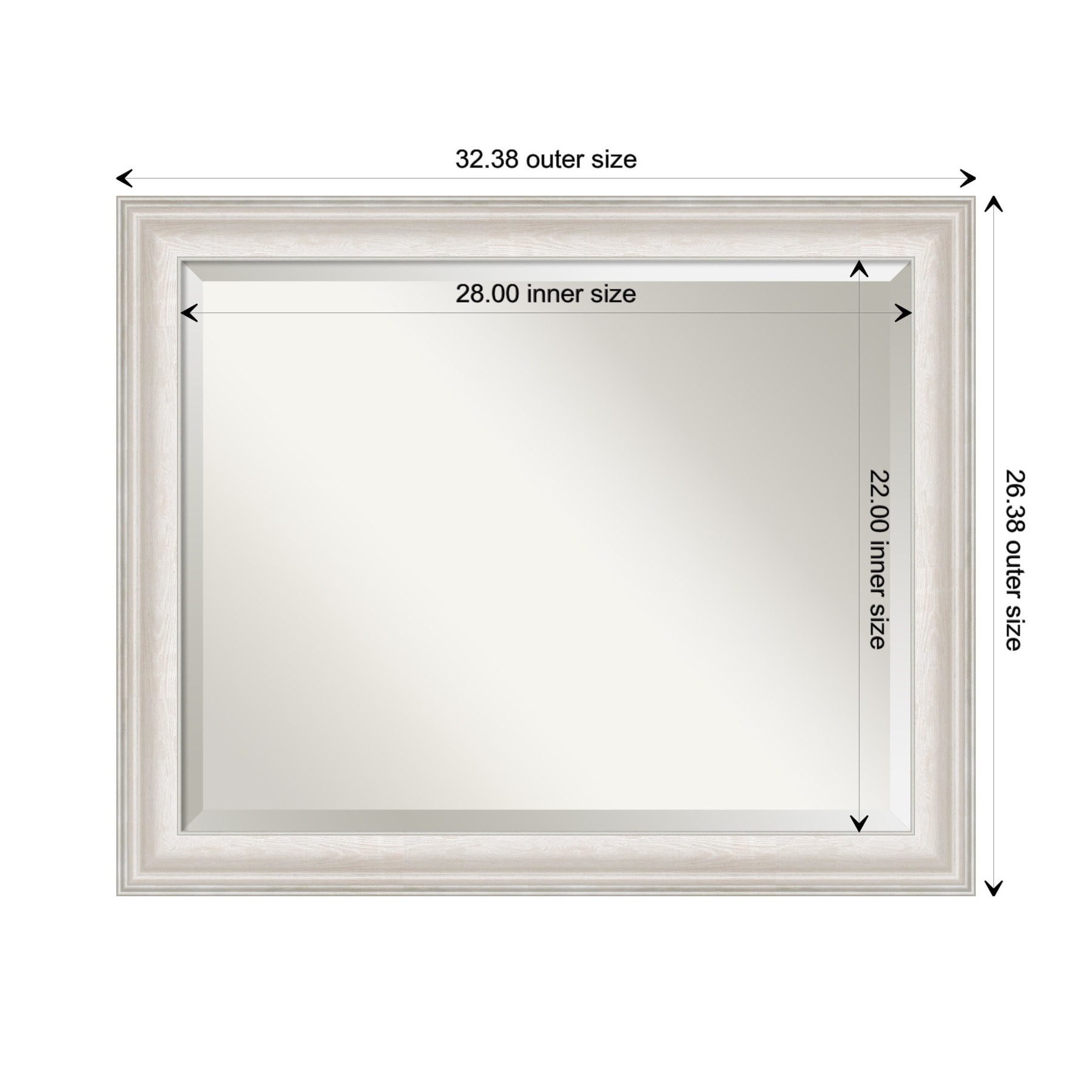 Trio White Wash Silver Rectangular Wall Mirror